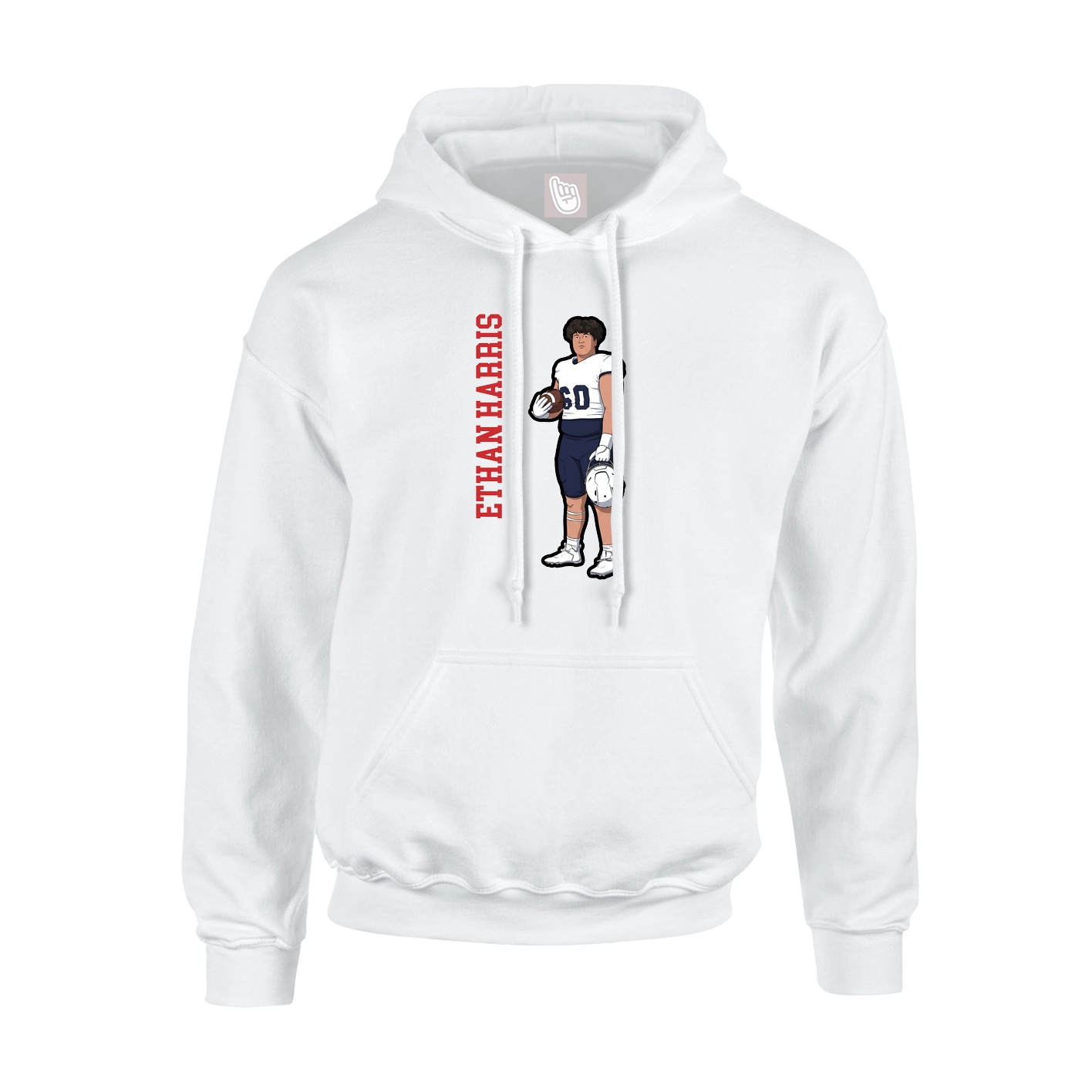 Youth Hoodie — Name Vertical in White