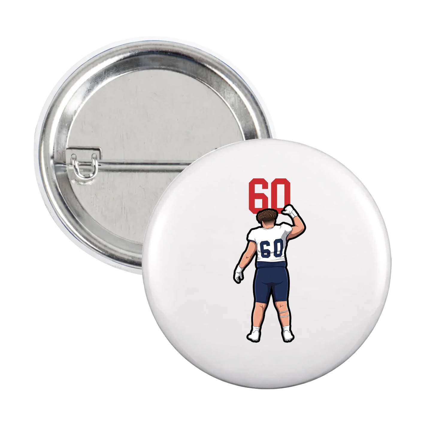 Game Day Button — Number Top in White