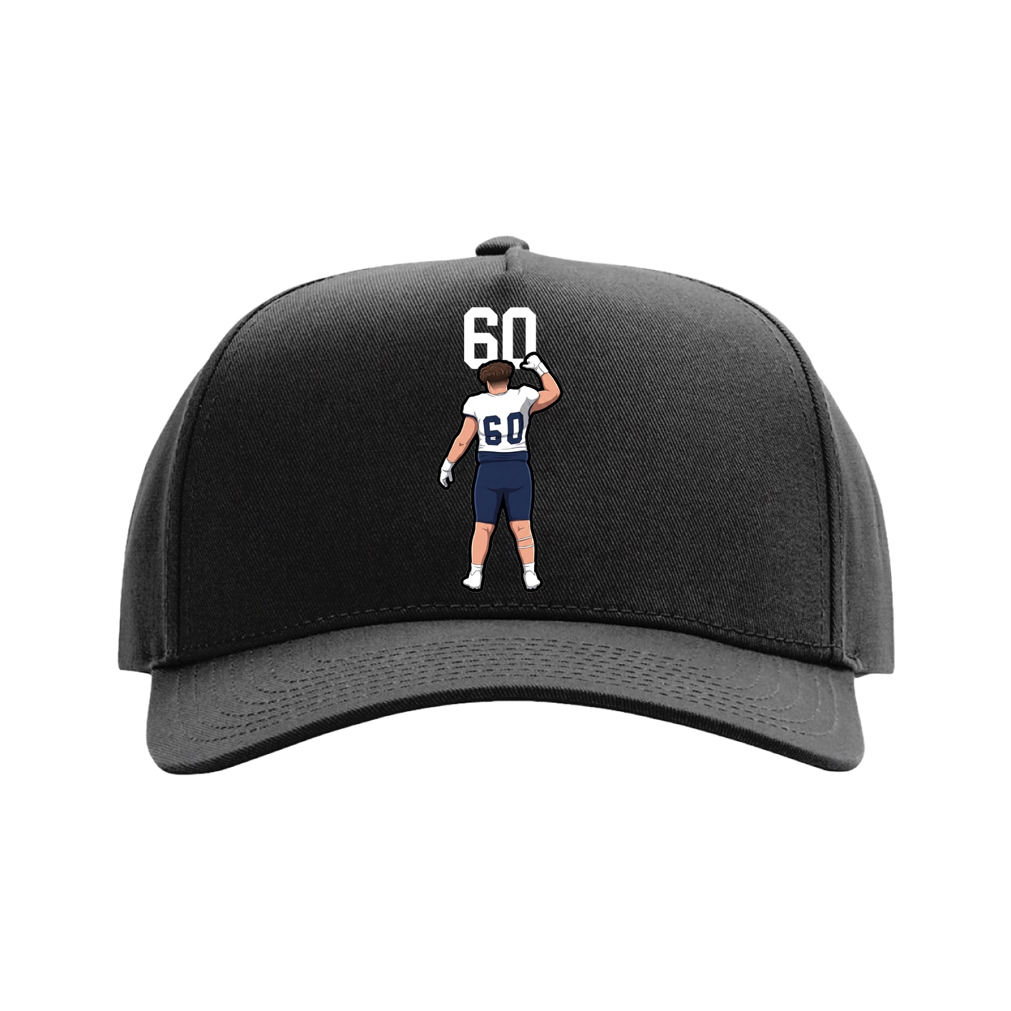 Full Fabric Five-Panel Champ Cap — Number Top in Black