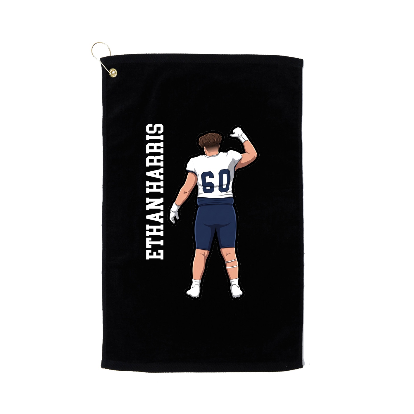 Golf Towel — Name Vertical in Black