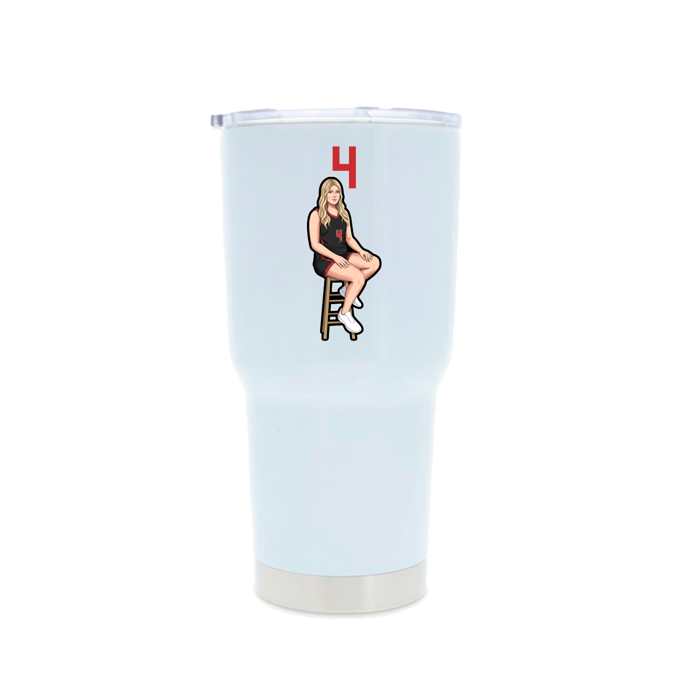 30oz Stainless Steel Tumbler — Number Top in White
