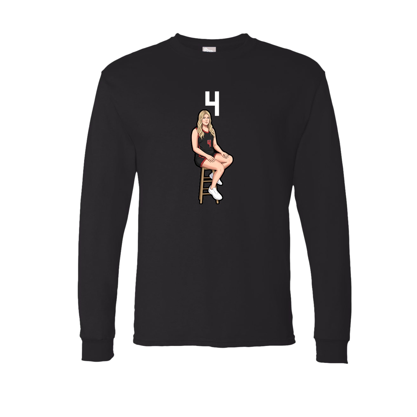 Long Sleeve Tee — Number Top in Black
