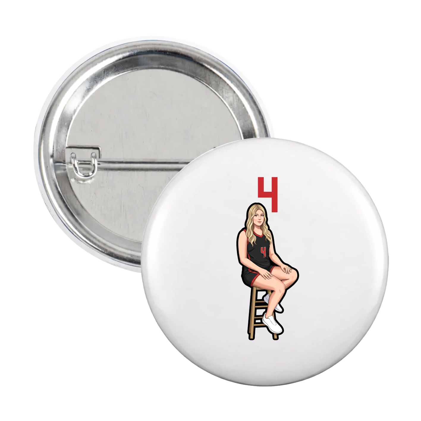 Game Day Button — Number Top in White