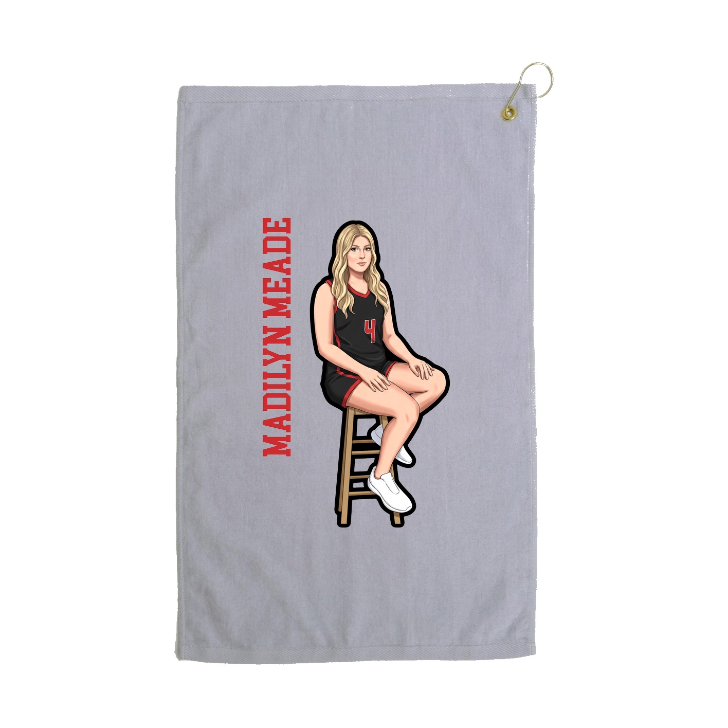 Golf Towel — Name Vertical in Grey