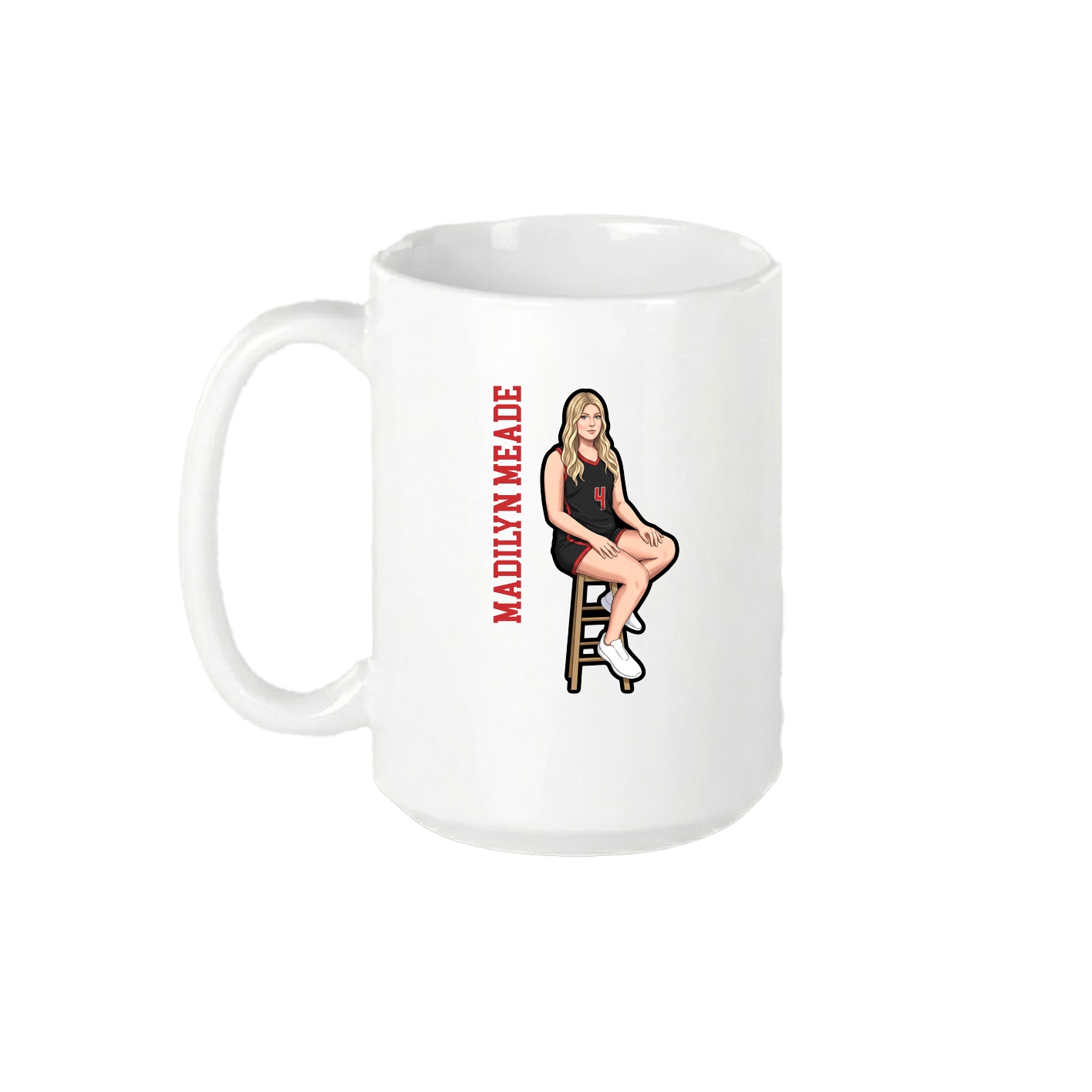 15oz Coffee Mug — Name Vertical in White