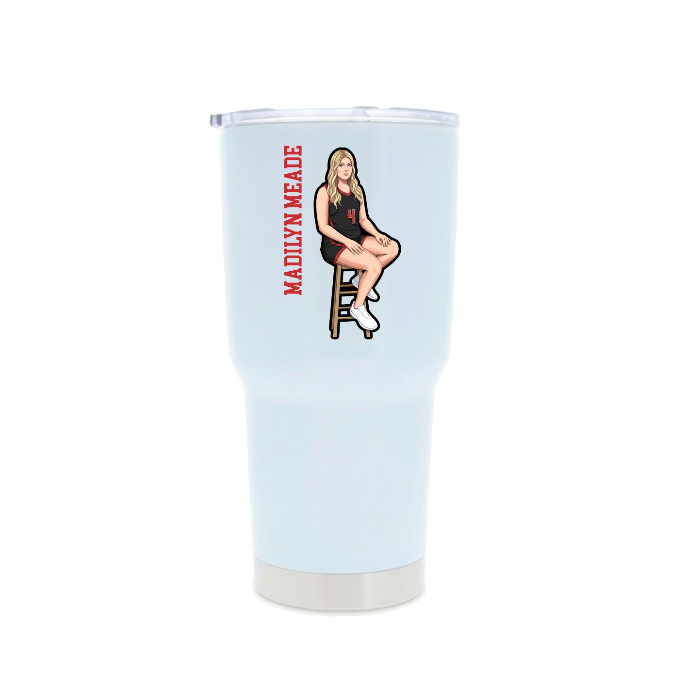 30oz Stainless Steel Tumbler — Name Vertical in White