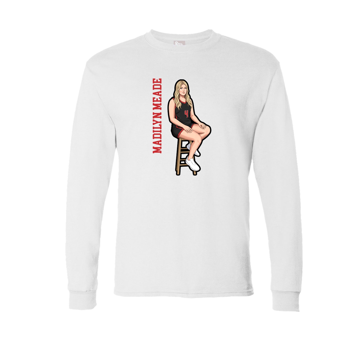 Long Sleeve Tee — Name Vertical in White