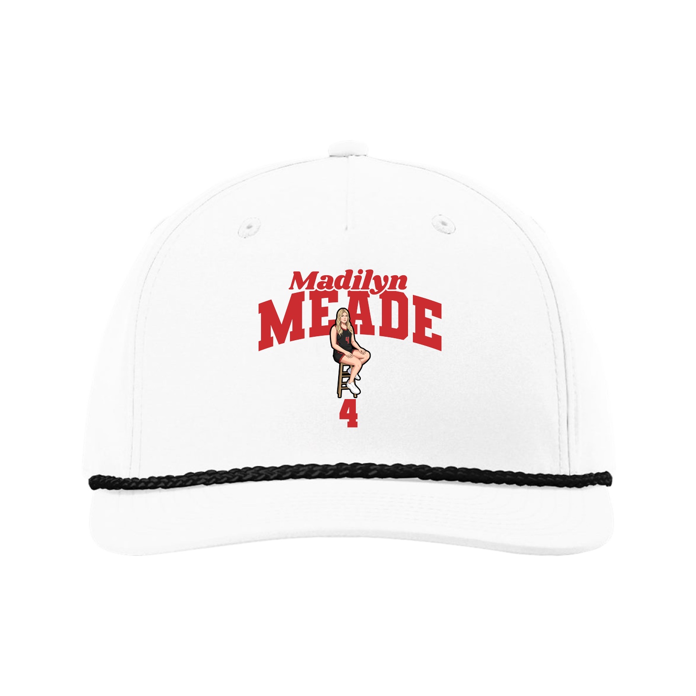 Five-Panel Classic Rope Cap — Signature Arch in White