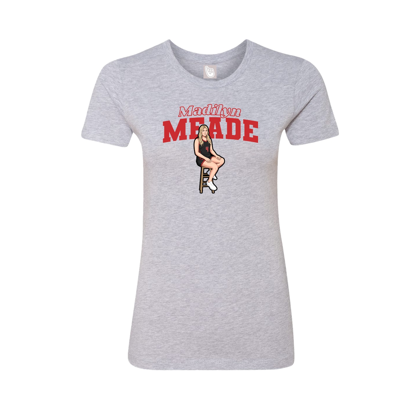Fitted Women's Tee — Name Arch in Grey