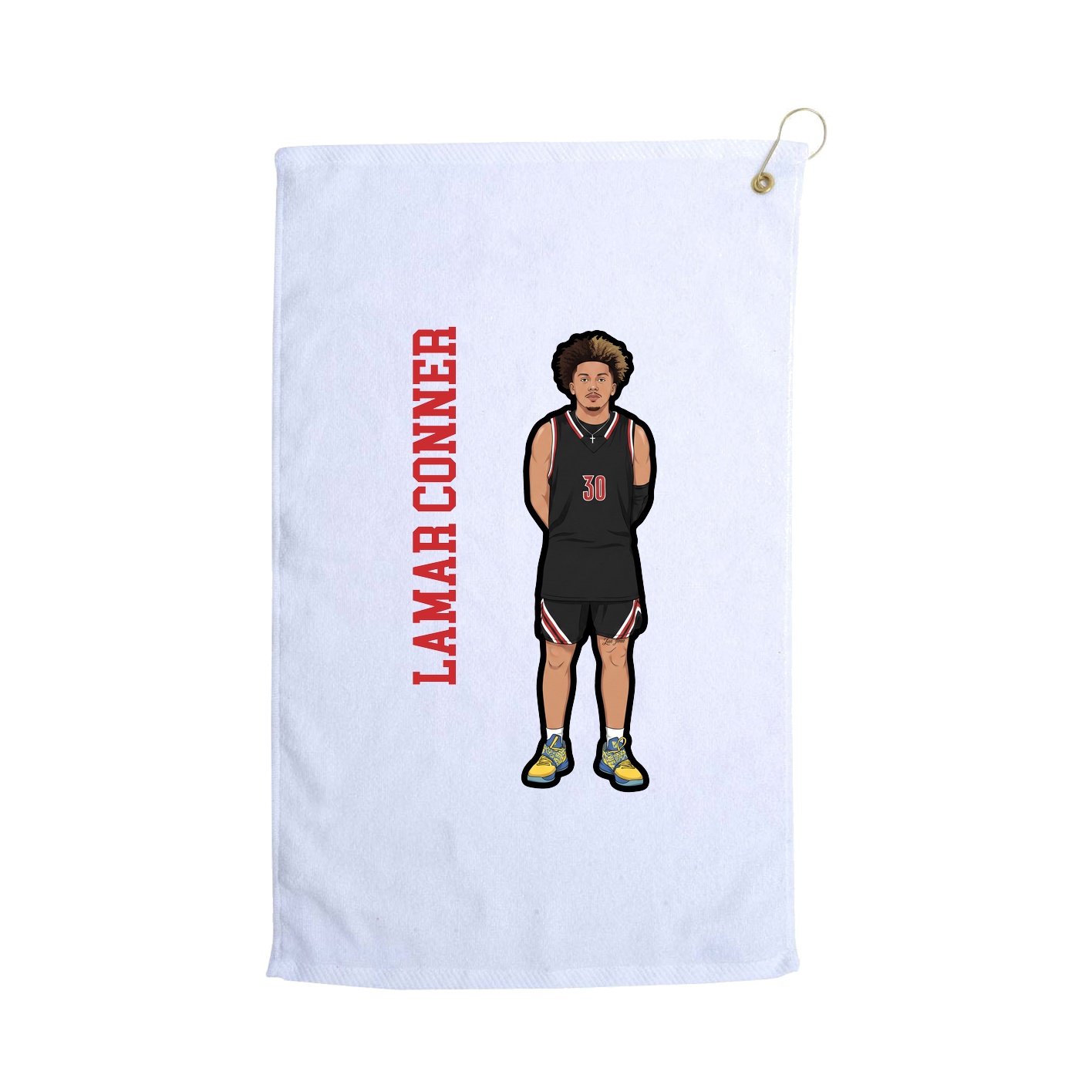 Golf Towel — Name Vertical in White