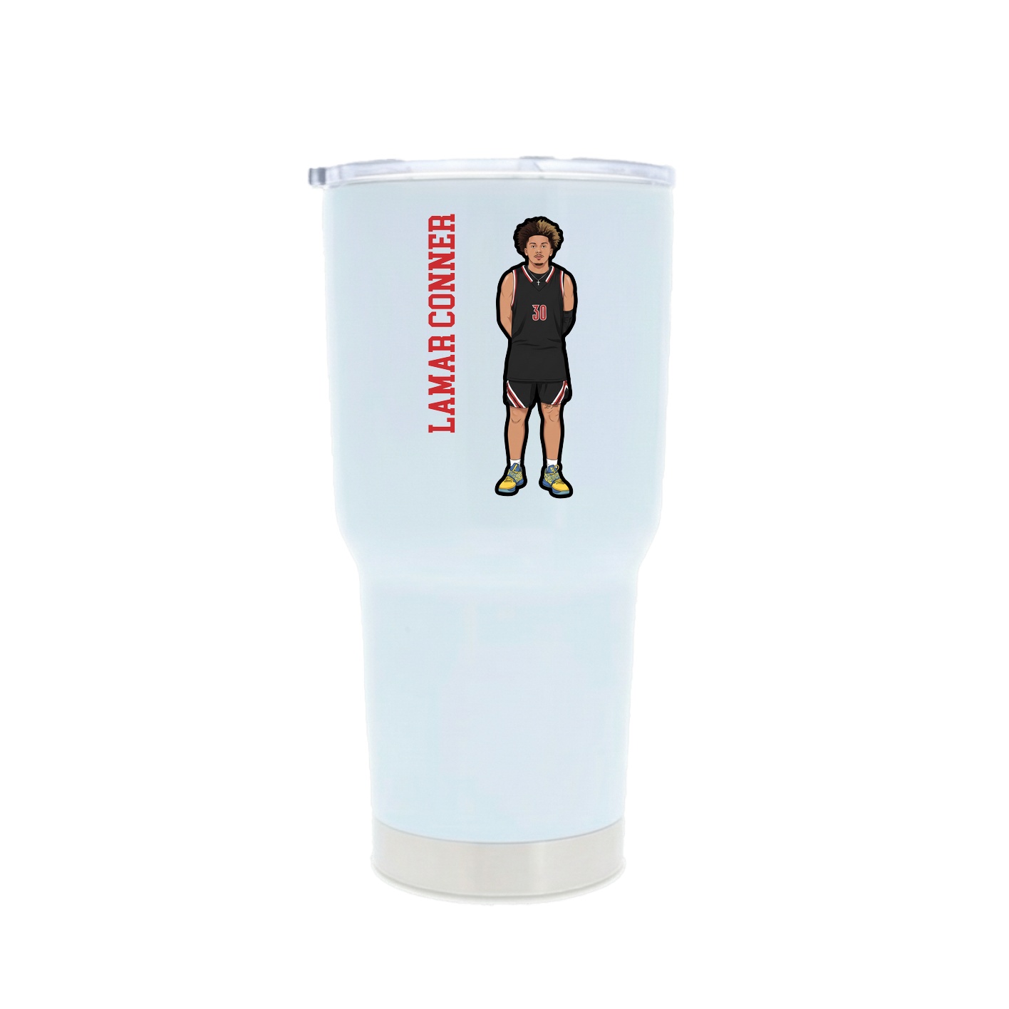 30oz Stainless Steel Tumbler — Name Vertical in White
