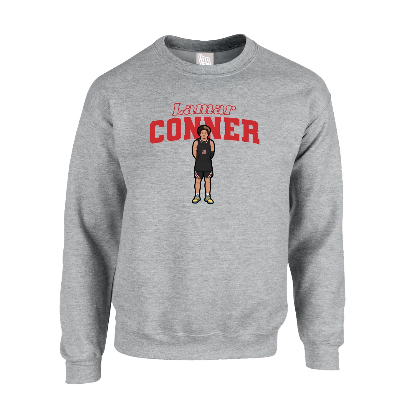 Fleece Crew — Name Arch in Grey