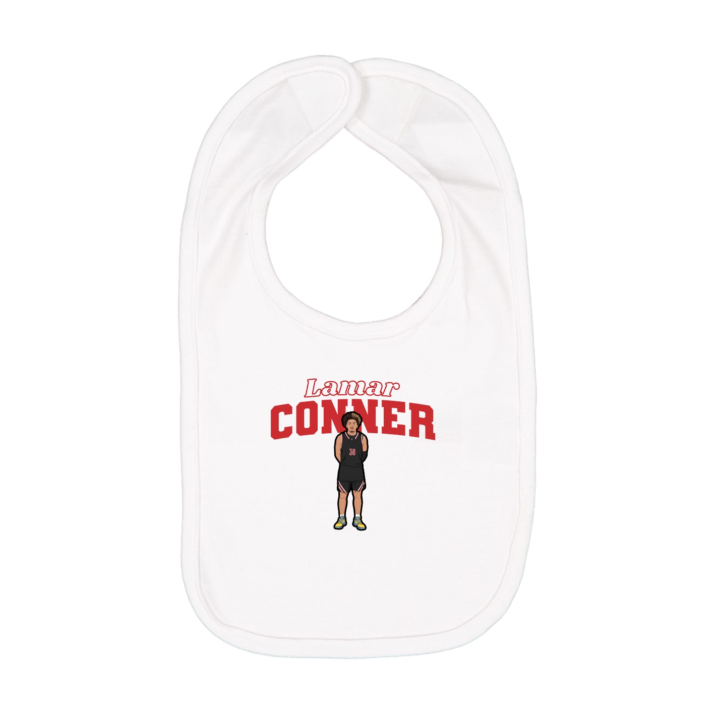 Infant Bib — Name Arch in White