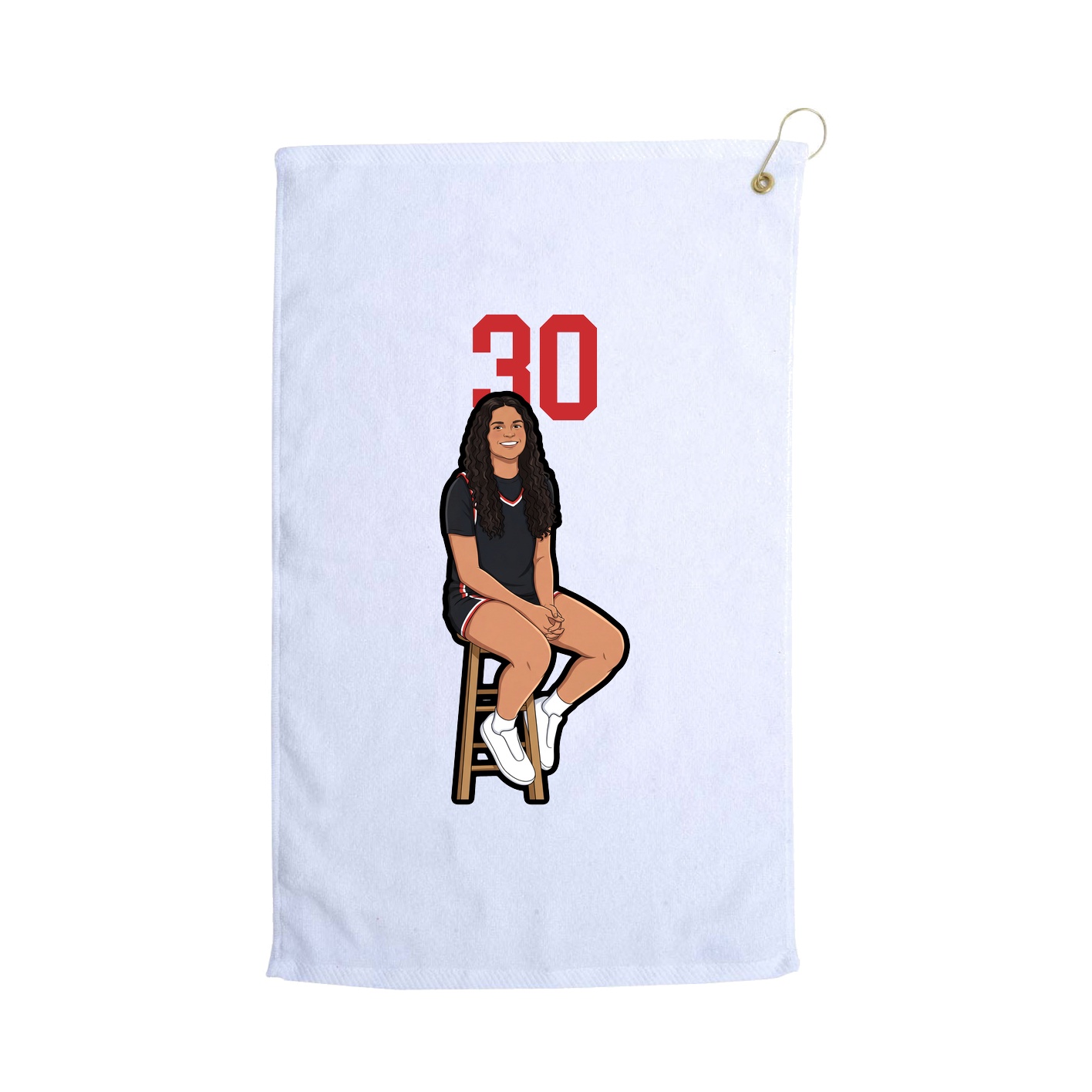 Golf Towel — Number Top in White