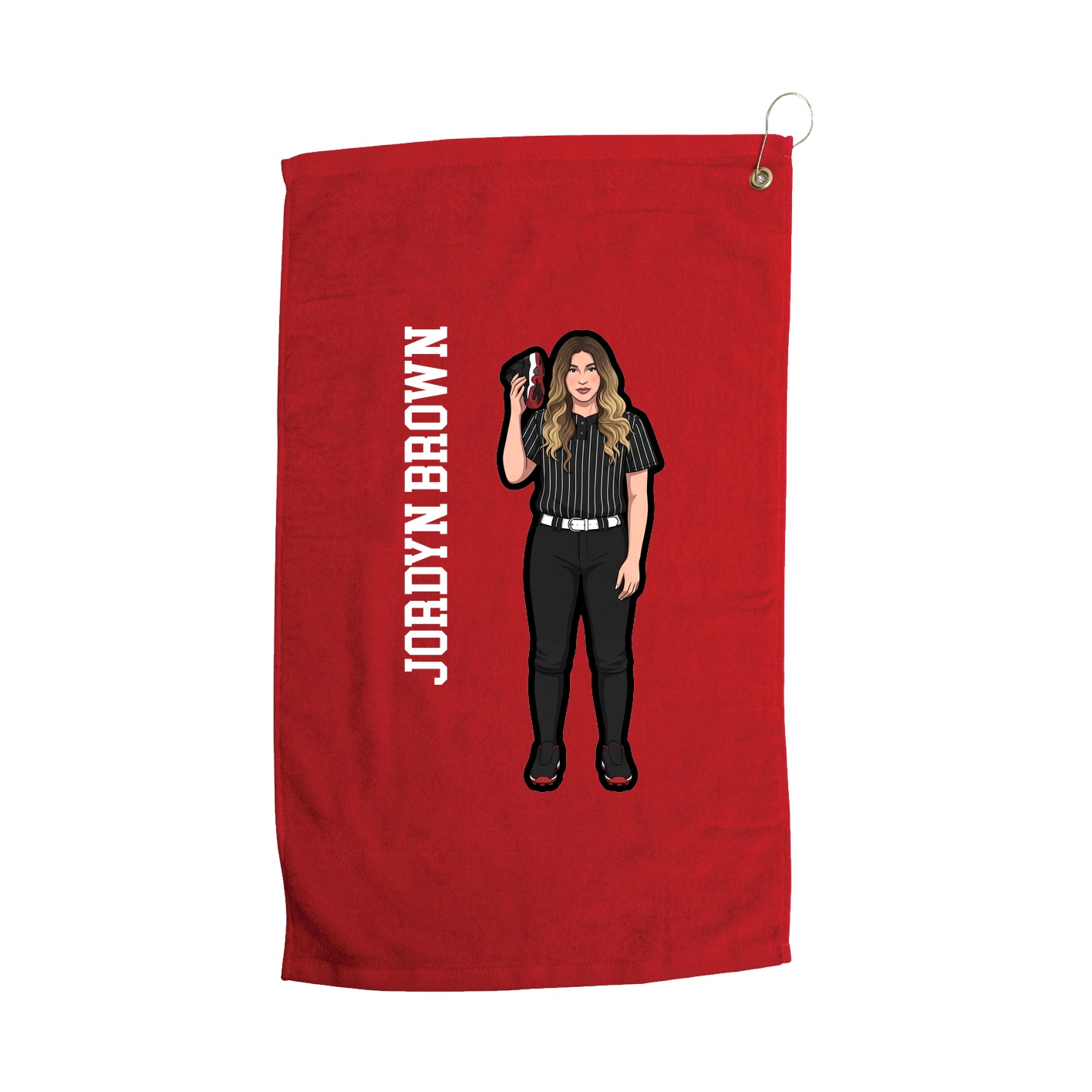 Golf Towel — Name Vertical in Red