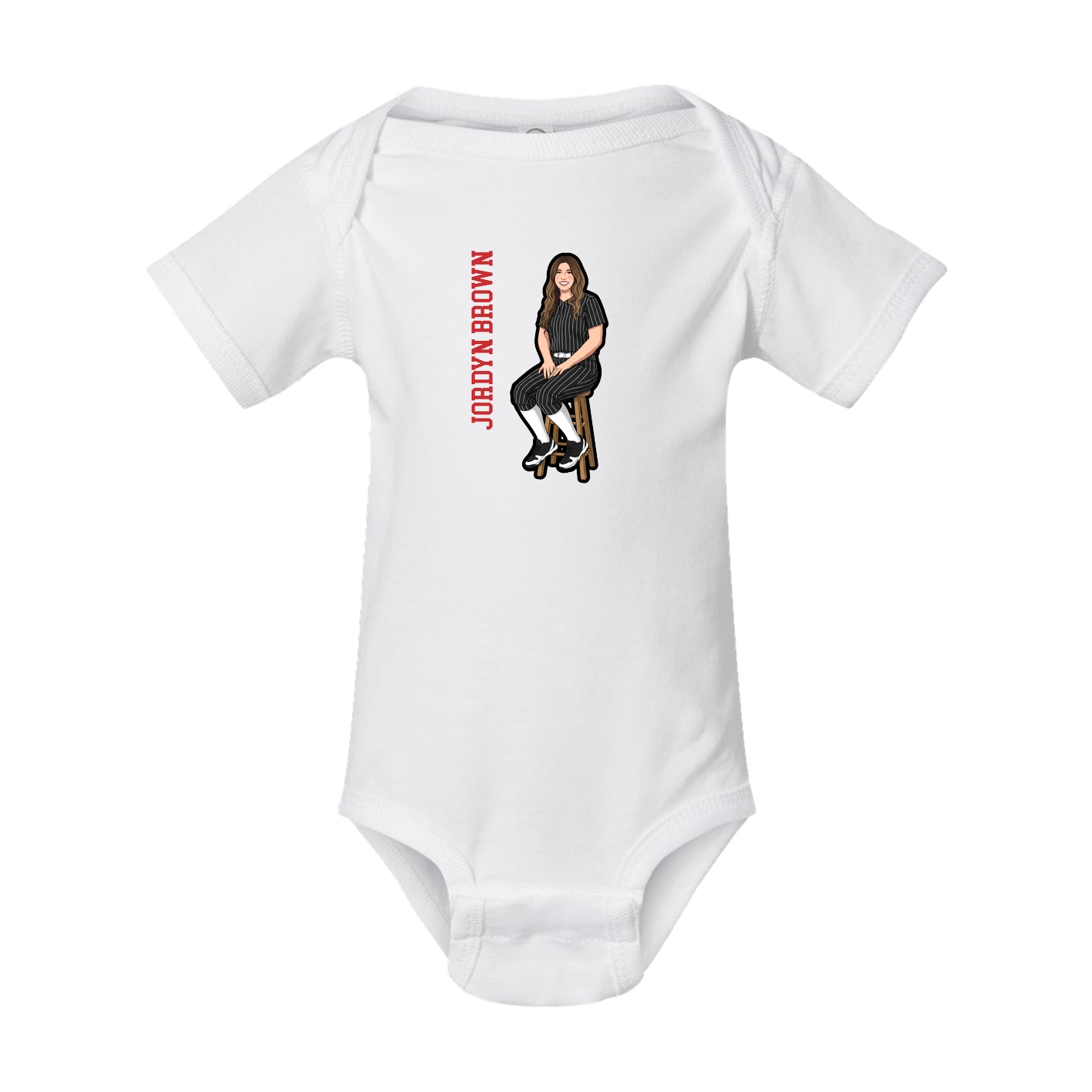 Baby Onesie — Name Vertical in White