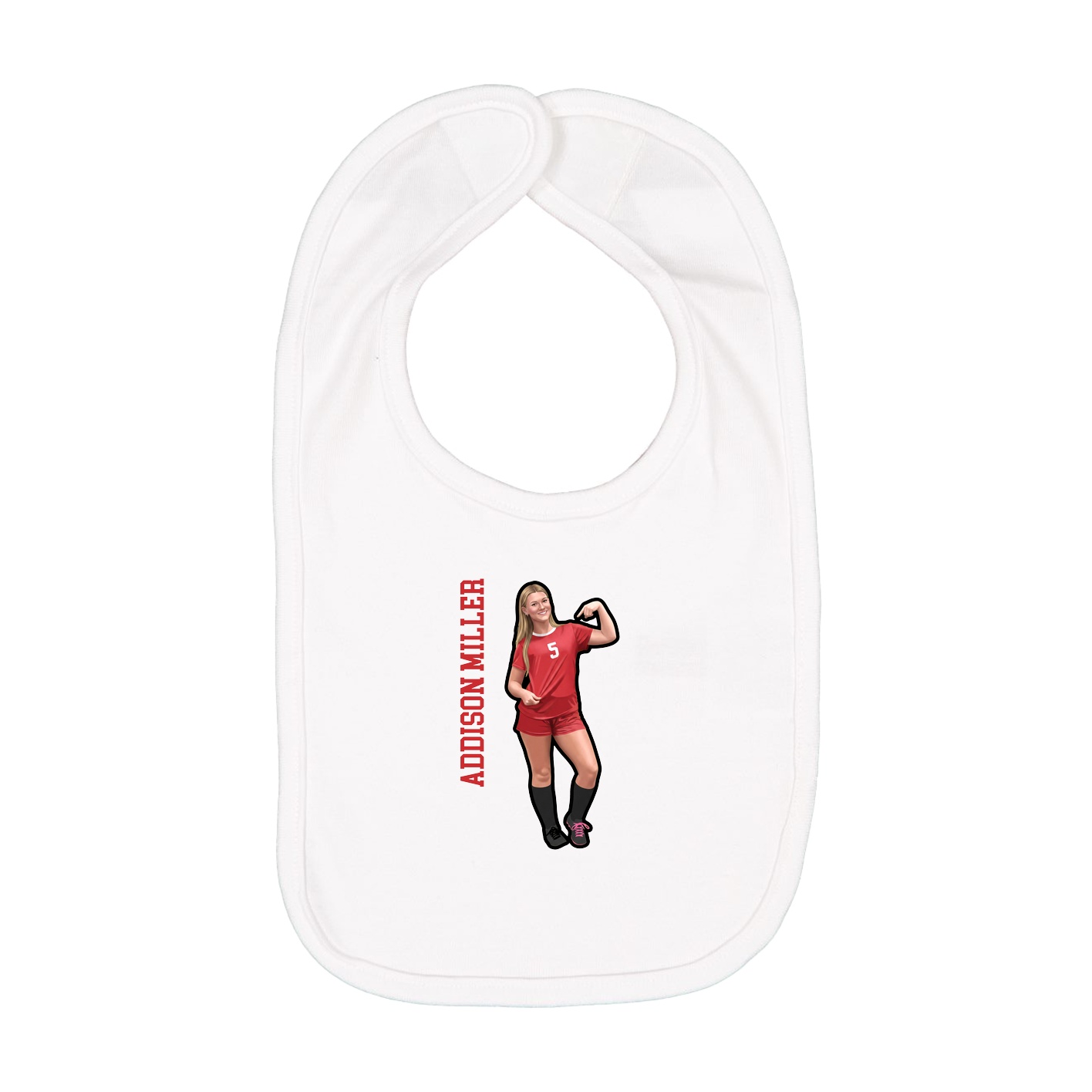 Infant Bib — Name Vertical in White