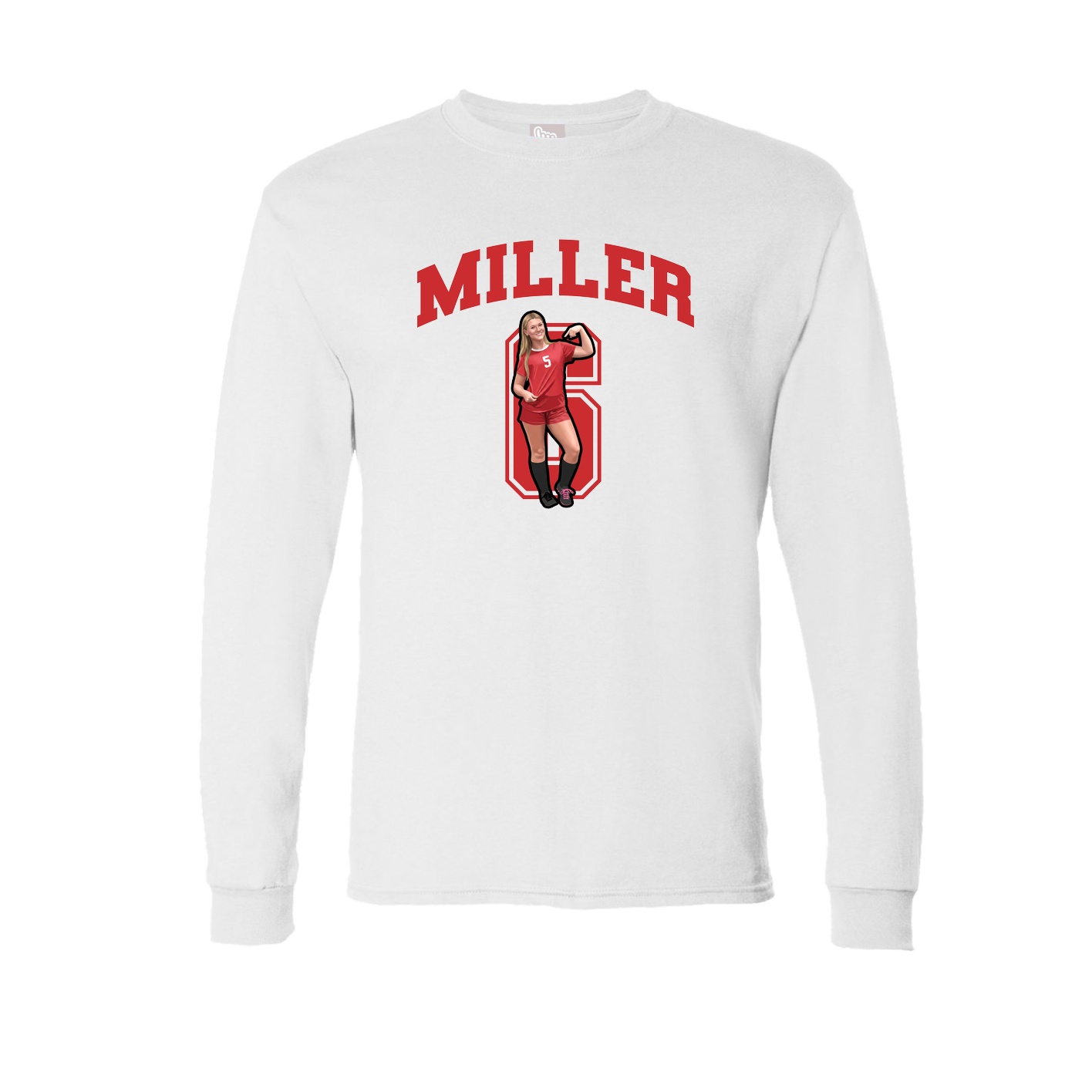 Long Sleeve Tee — Number in White