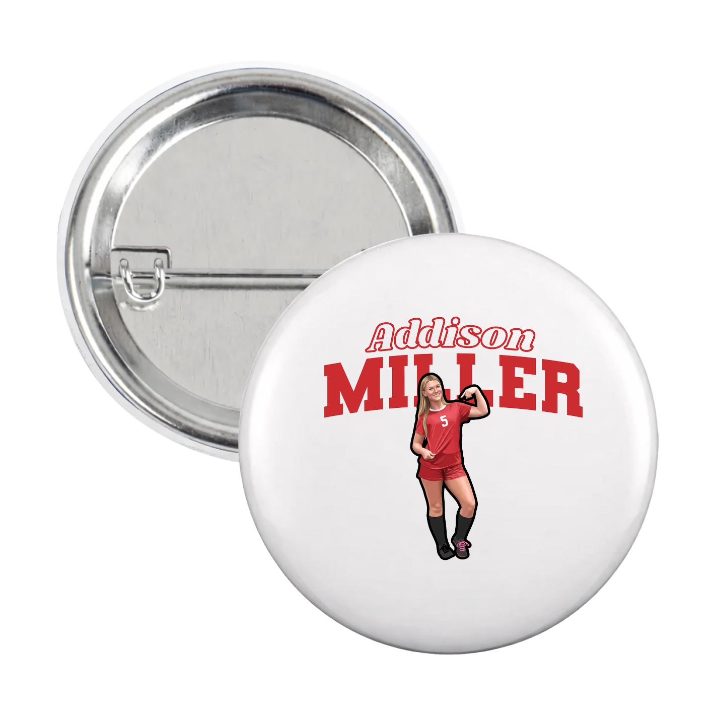 Game Day Button — Name Arch in White