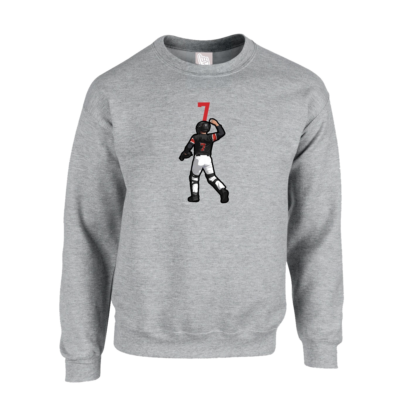 Fleece Crew — Number Top in Grey