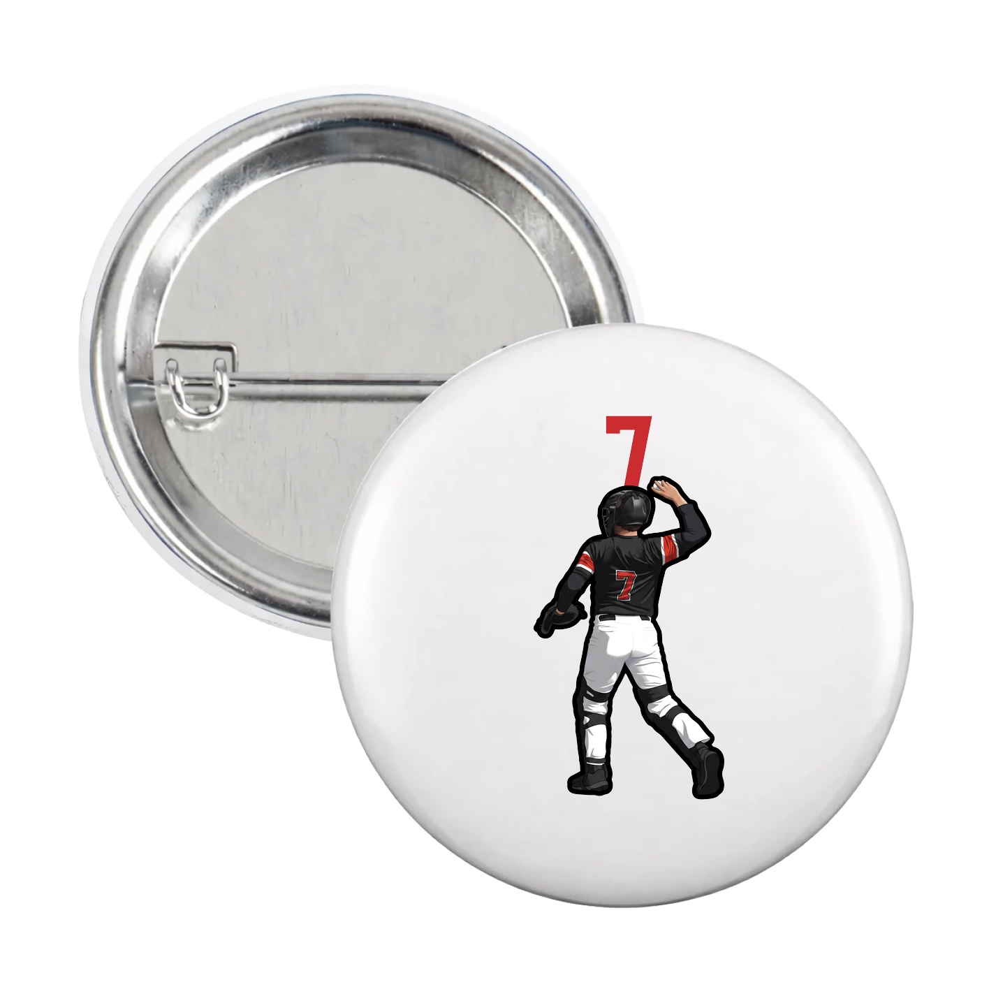 Game Day Button — Number Top in White