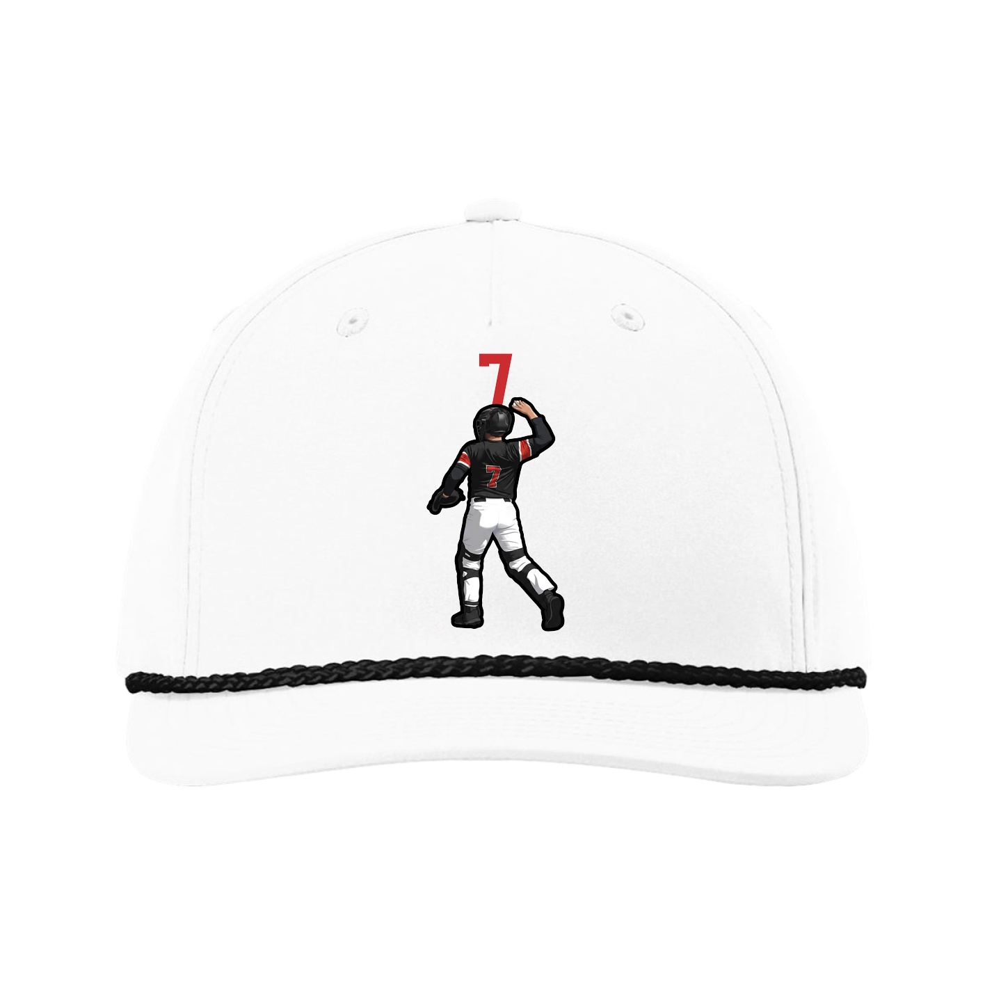 Five-Panel Classic Rope Cap — Number Top in White