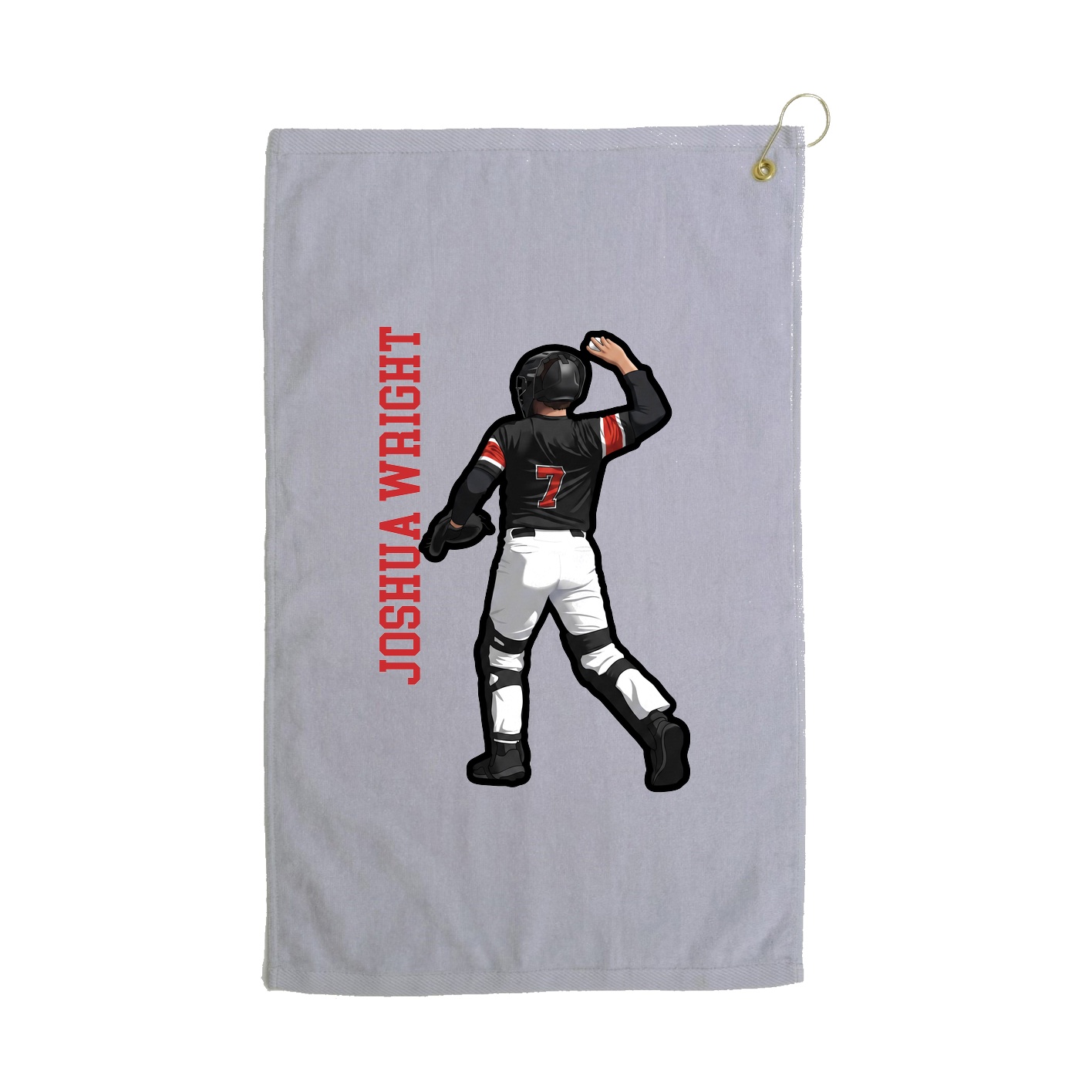 Golf Towel — Name Vertical in Grey