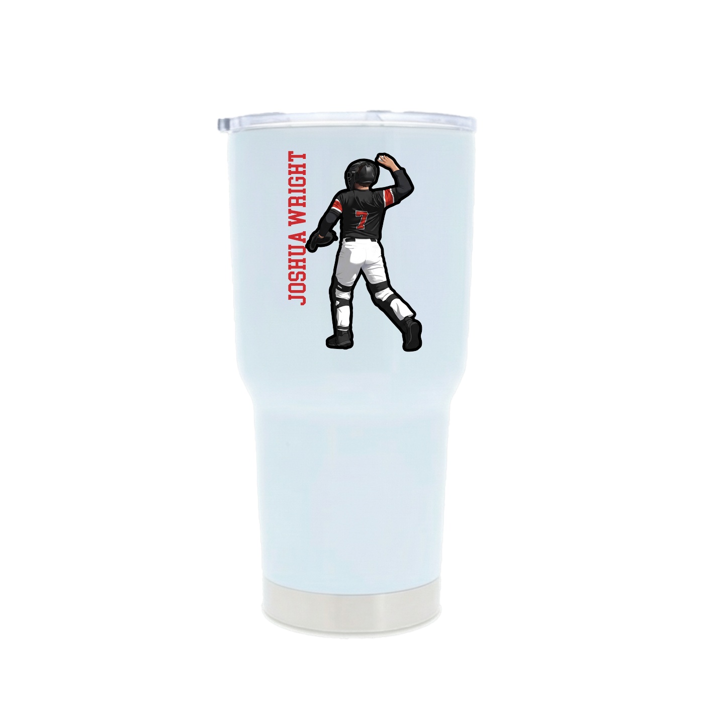 30oz Stainless Steel Tumbler — Name Vertical in White