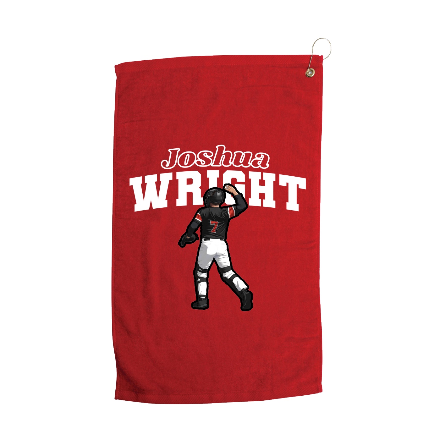 Golf Towel — Name Arch in Red