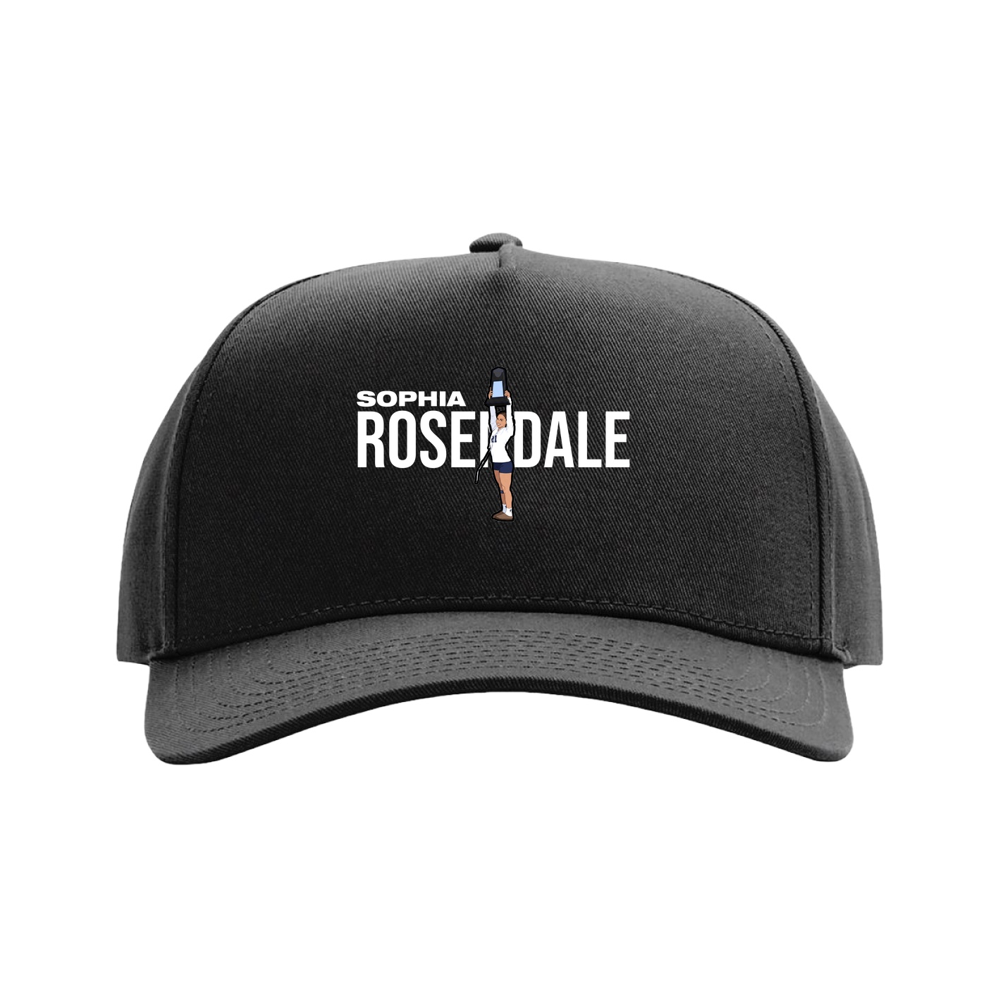 Full Fabric Five-Panel Champ Cap — Player Name in Black