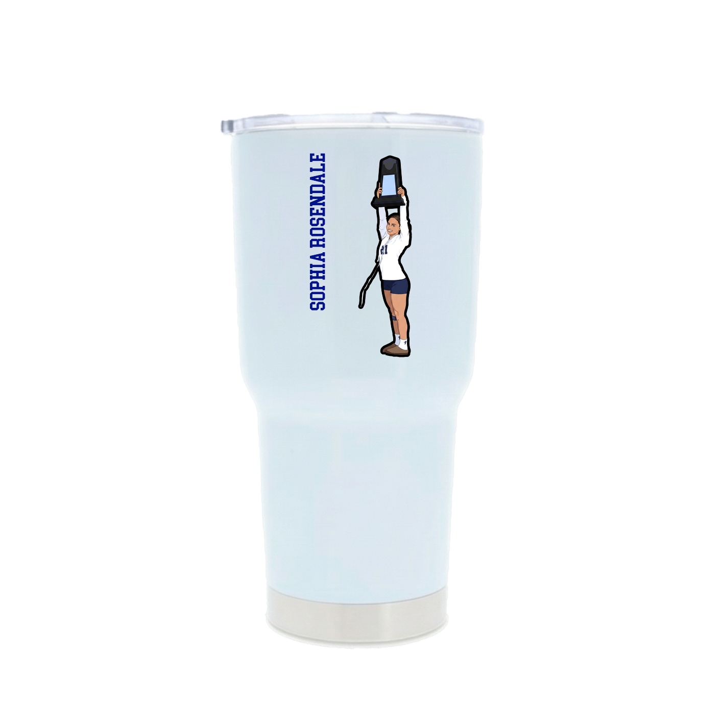 30oz Stainless Steel Tumbler — Name Vertical in White