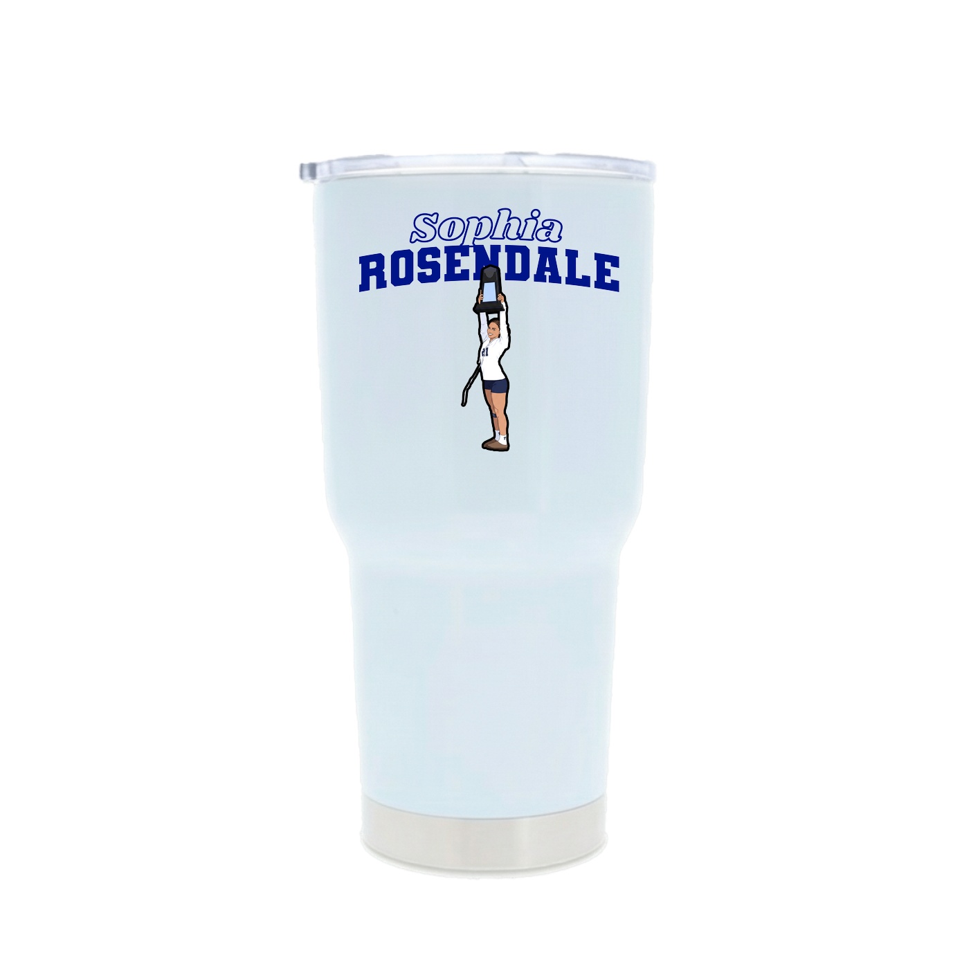 30oz Stainless Steel Tumbler — Name Arch in White