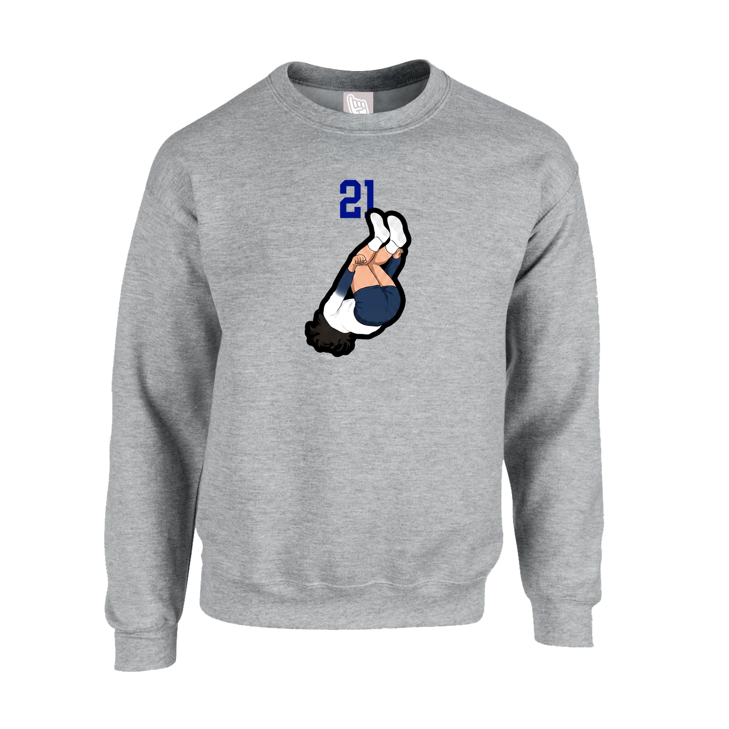 Fleece Crew — Number Top in Grey