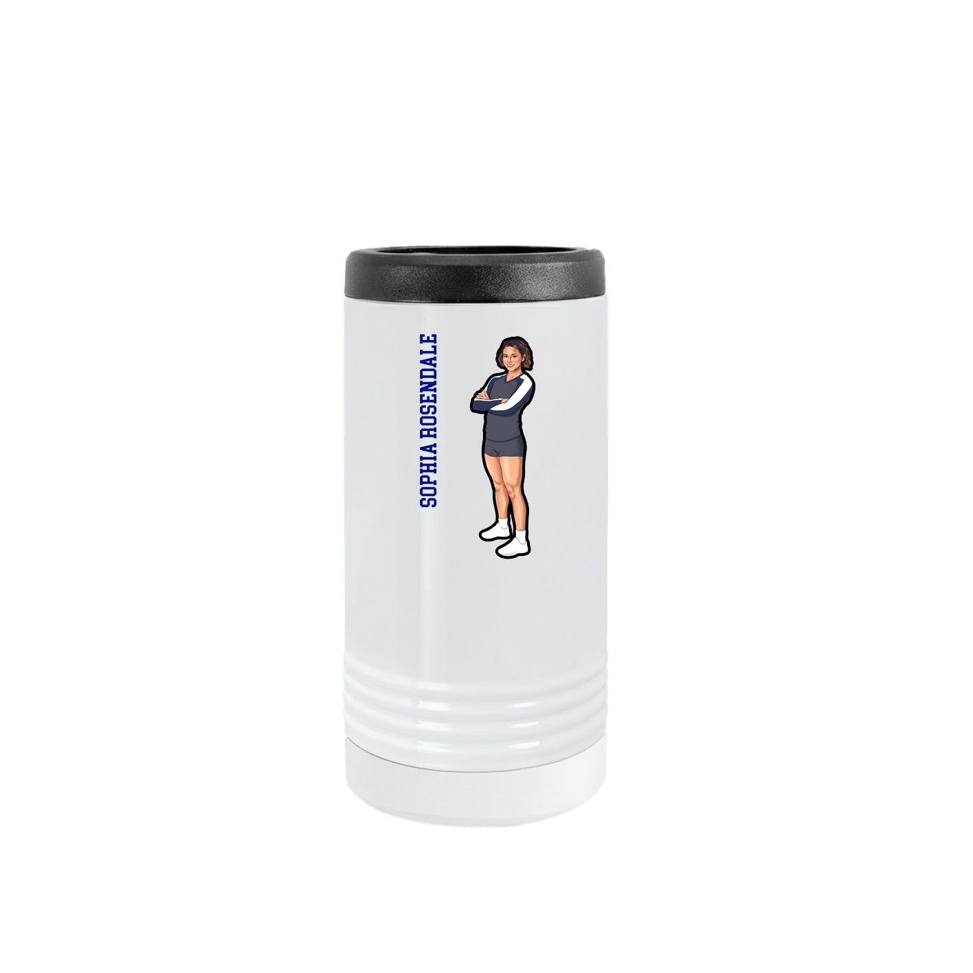 Slim Beverage Holder — Name Vertical in White