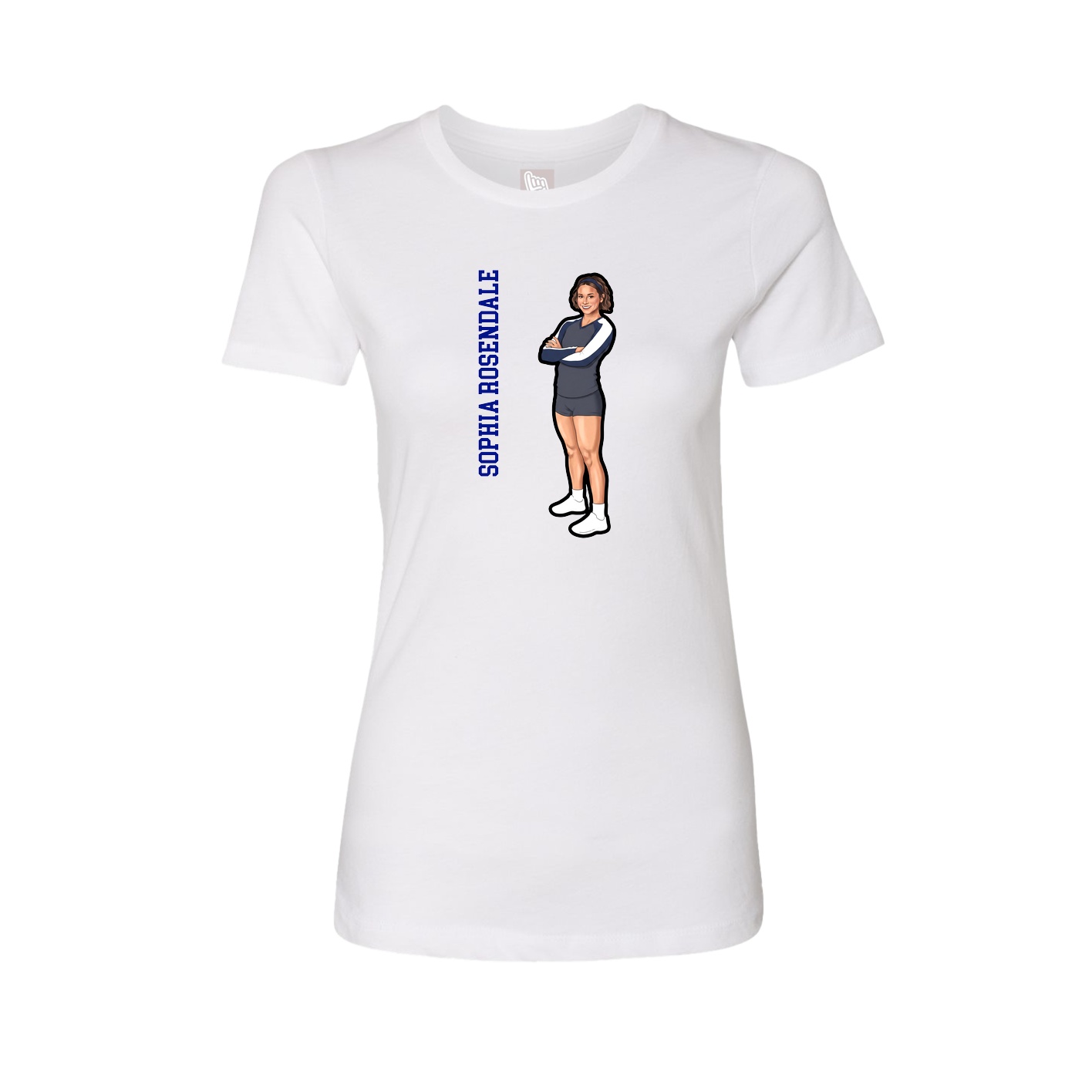 Womens Tee — Name Vertical in White