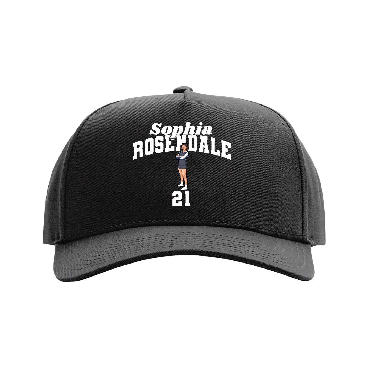 Full Fabric Five-Panel Champ Cap — Signature Arch in Black