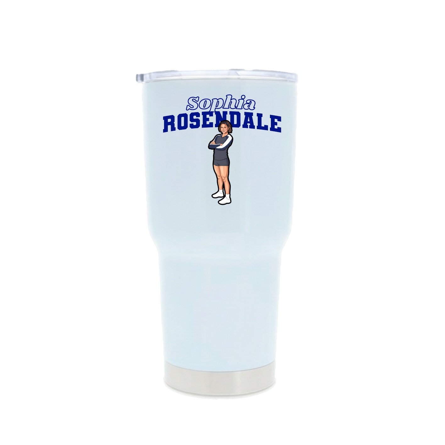 30oz Stainless Steel Tumbler — Name Arch in White