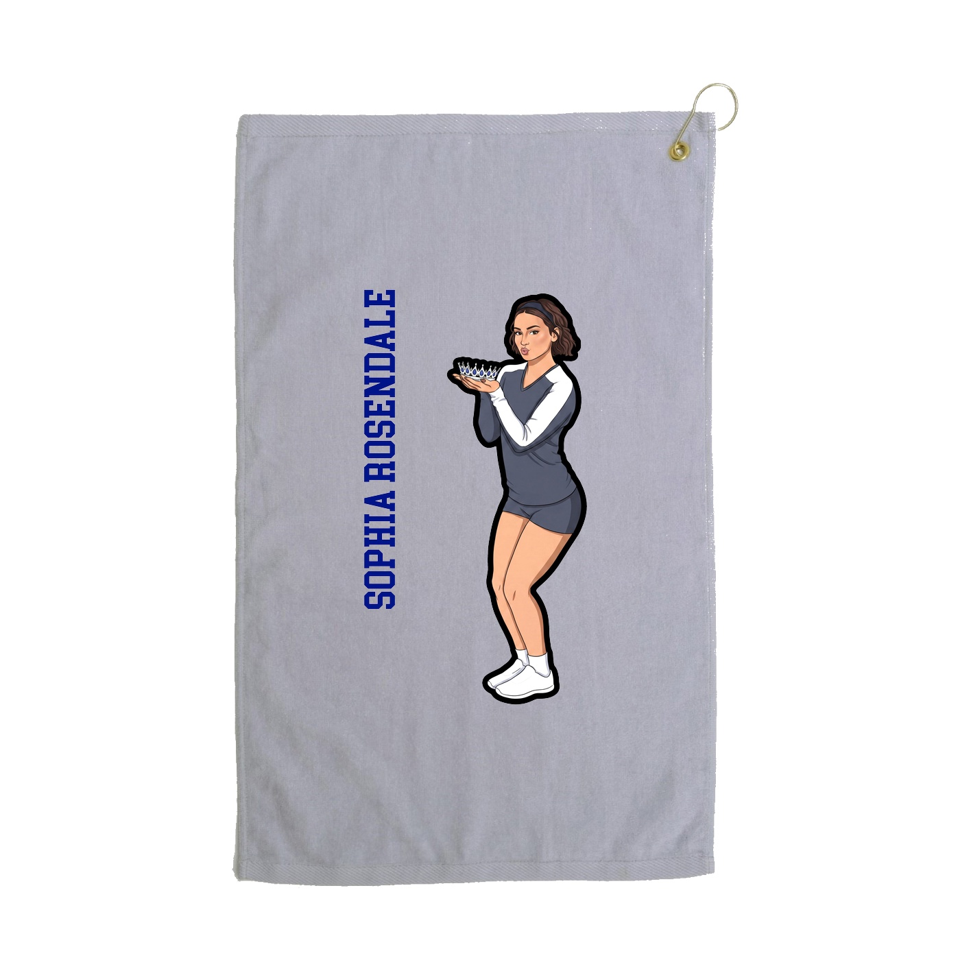 Golf Towel — Name Vertical in Grey