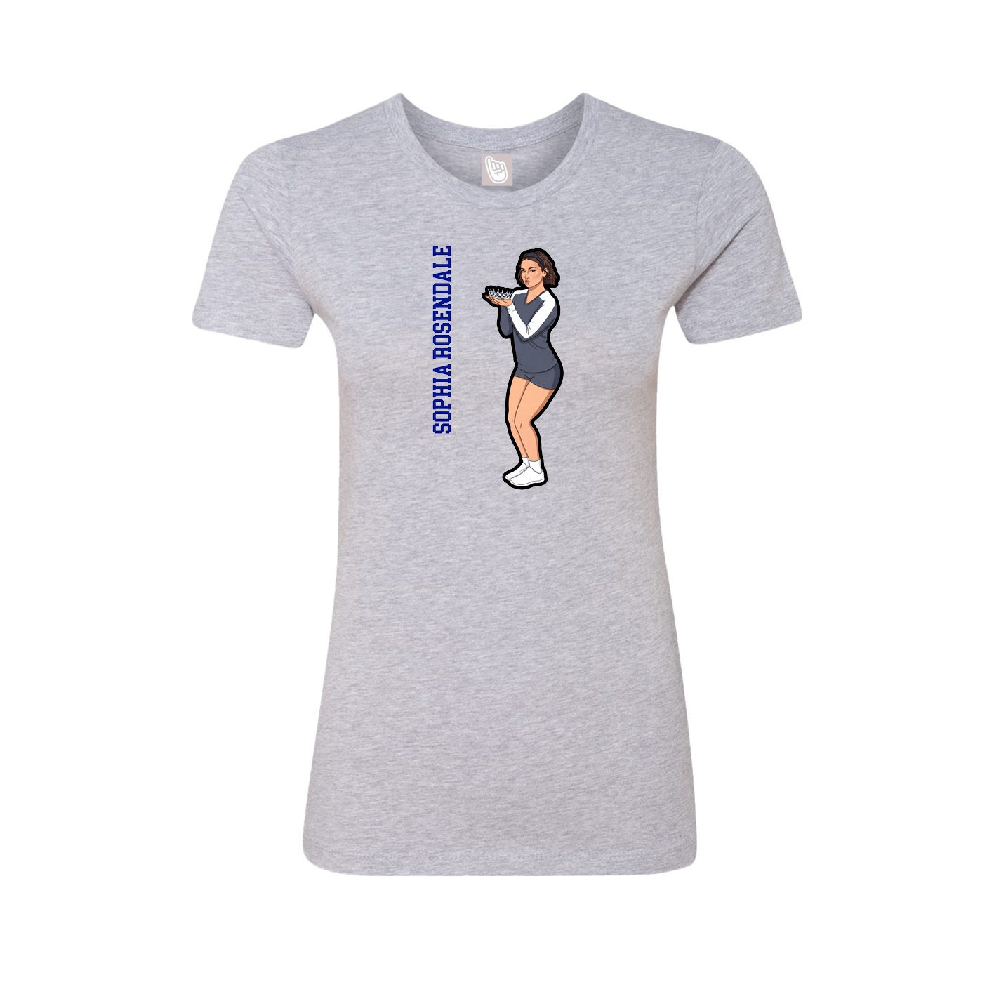 Womens Tee — Name Vertical in Grey