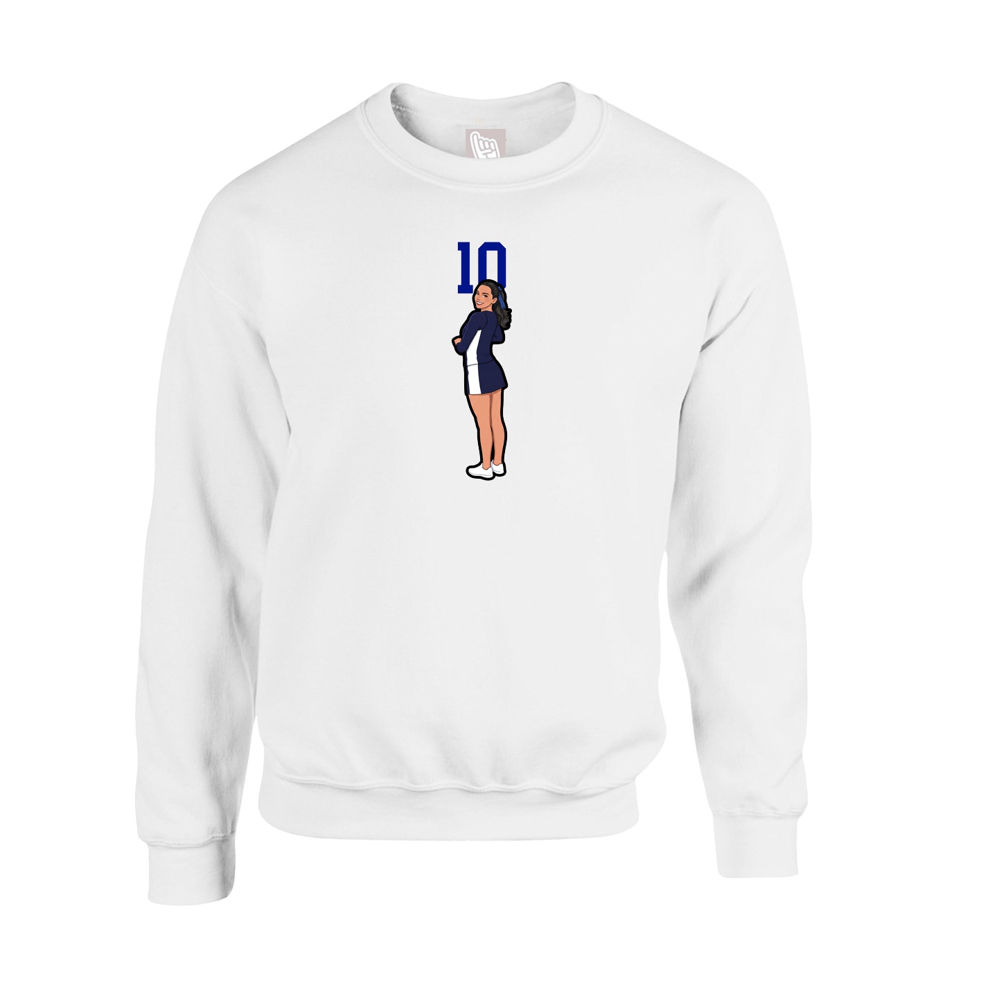 Fleece Crew — Number Top in White