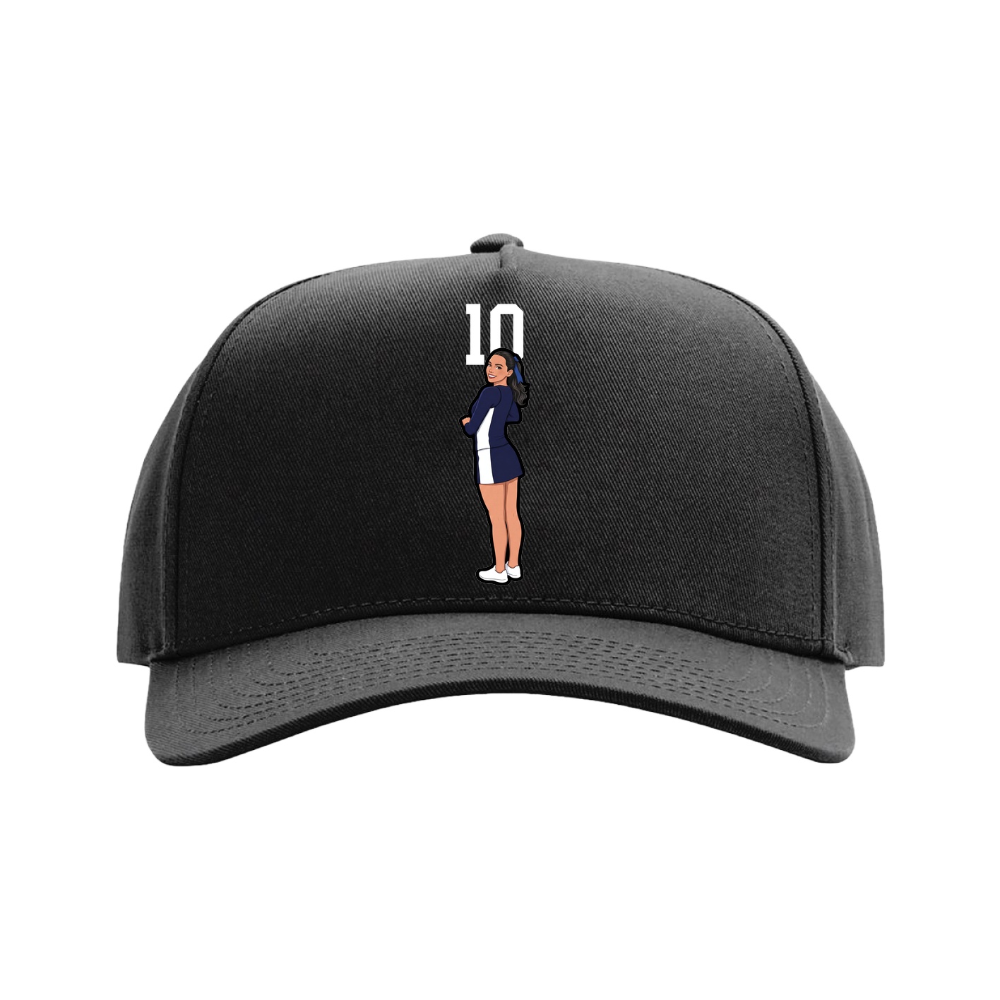 Full Fabric Five-Panel Champ Cap — Number Top in Black