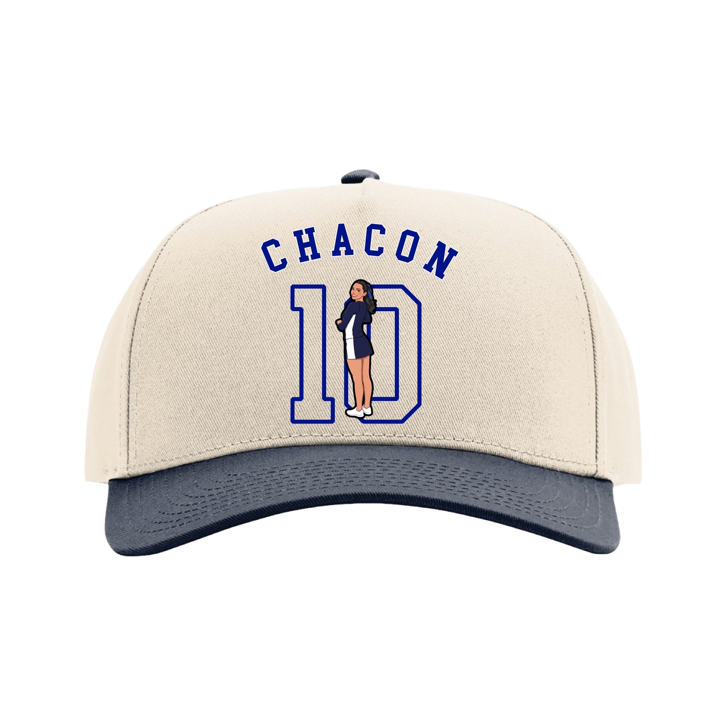 Full Fabric Five-Panel Champ Cap — Shirsey Arch in Cream/Navy