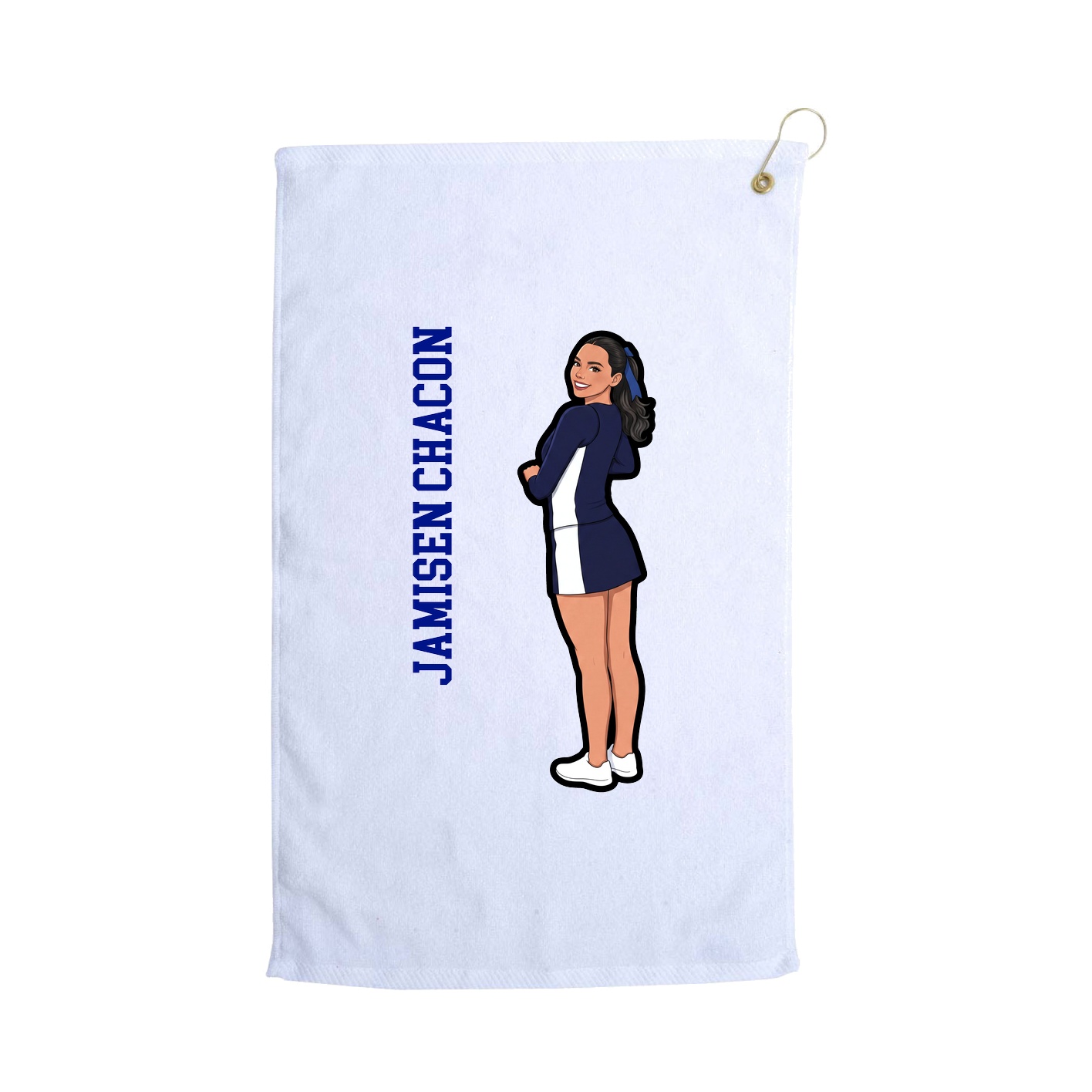 Golf Towel — Name Vertical in White