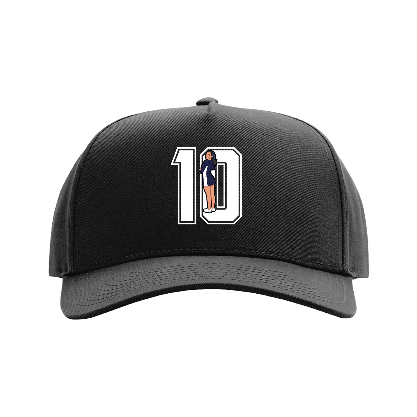 Full Fabric Five-Panel Champ Cap — Number in Black