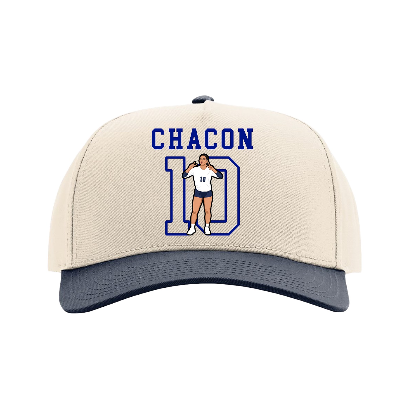 Full Fabric Five-Panel Champ Cap — Shirsey in Cream/Navy