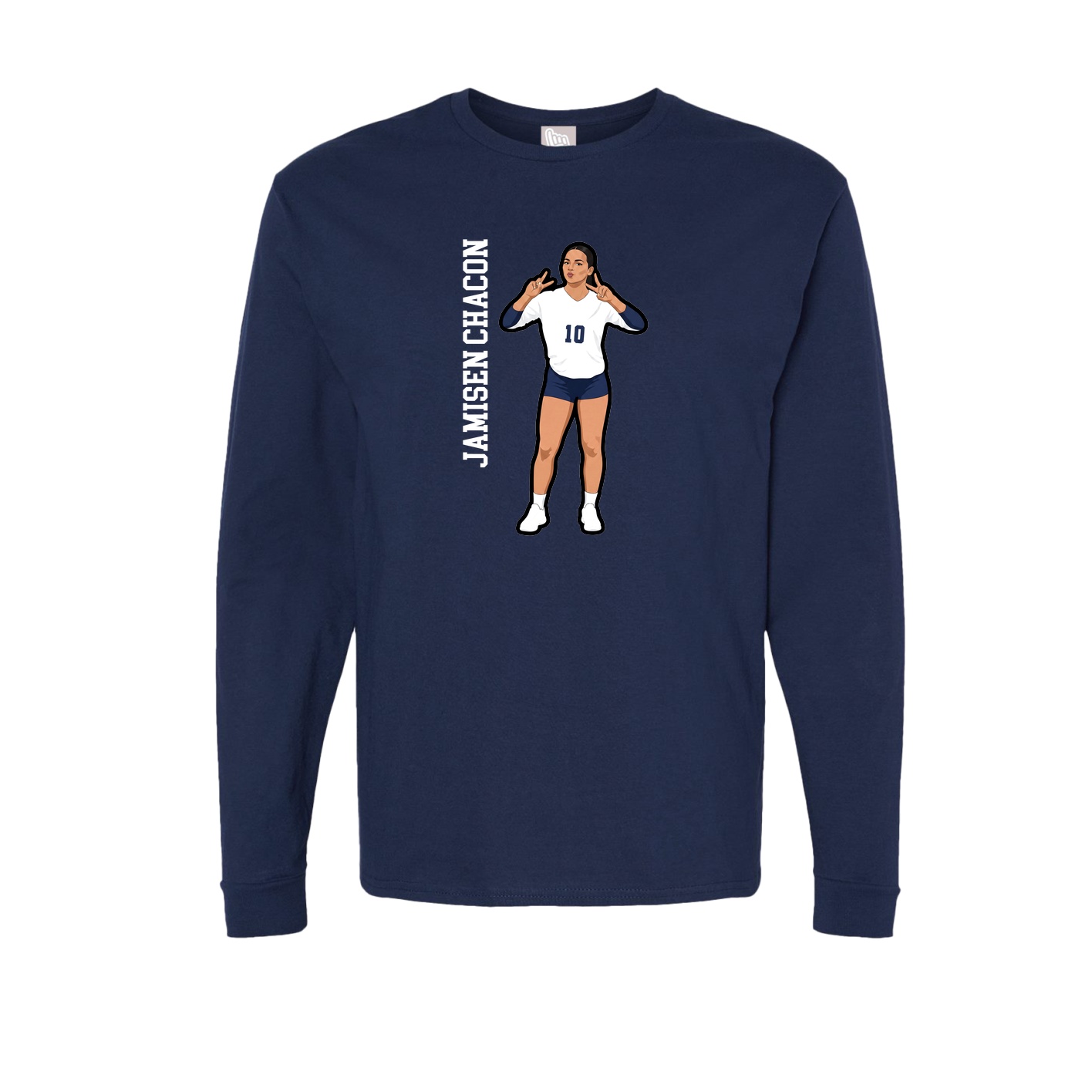 Long Sleeve Tee — Name Vertical in Navy