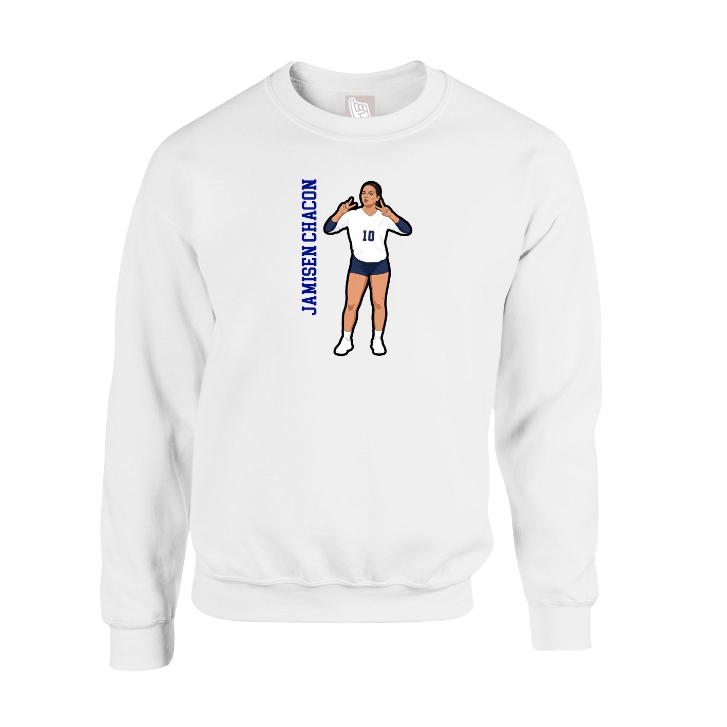 Fleece Crew — Name Vertical in White