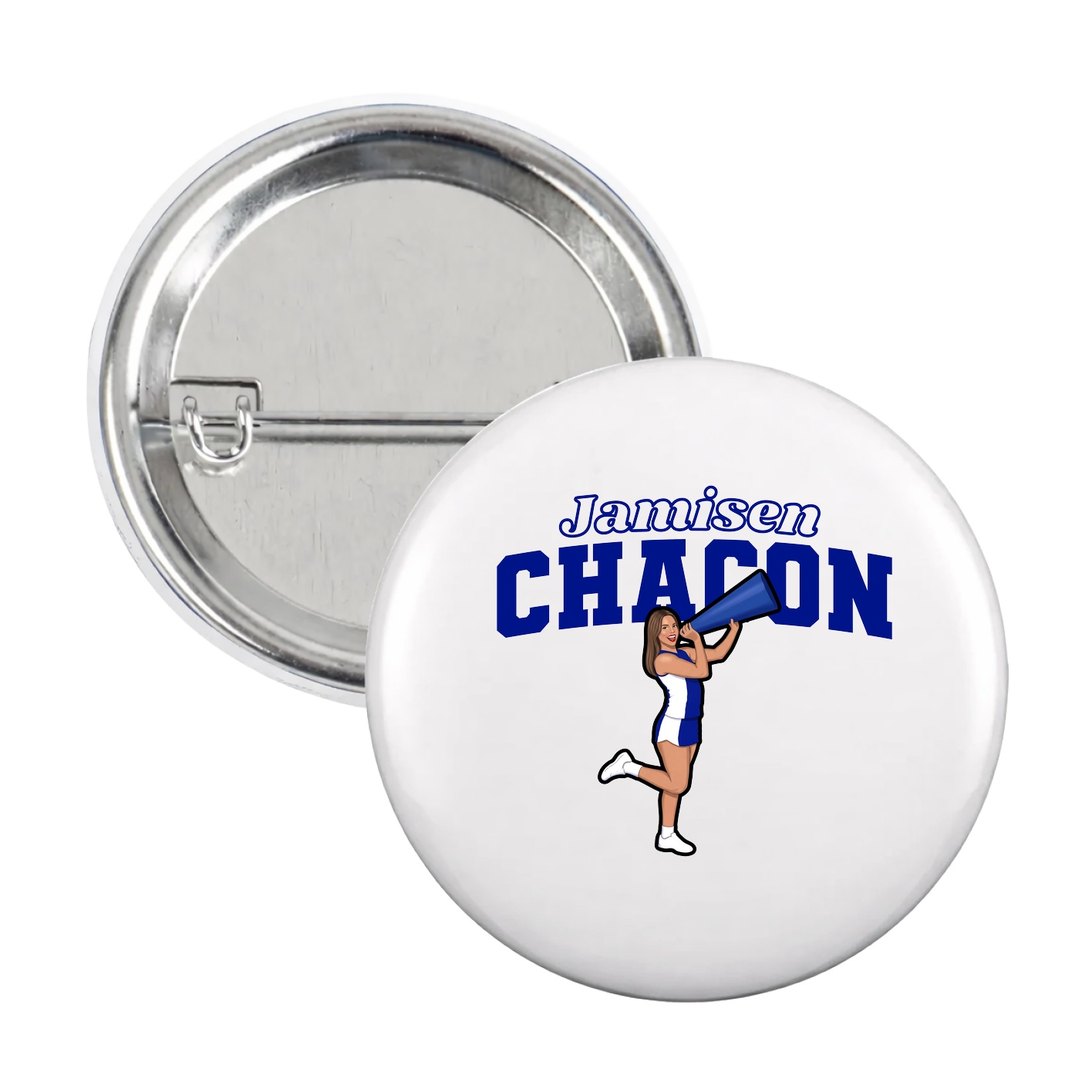 Game Day Button — Name Arch in White