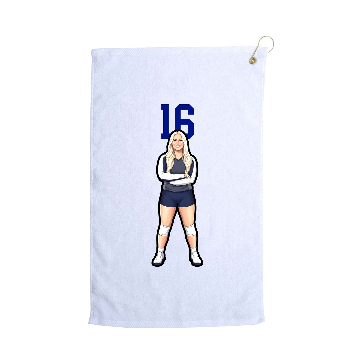 Golf Towel — Number Top in White