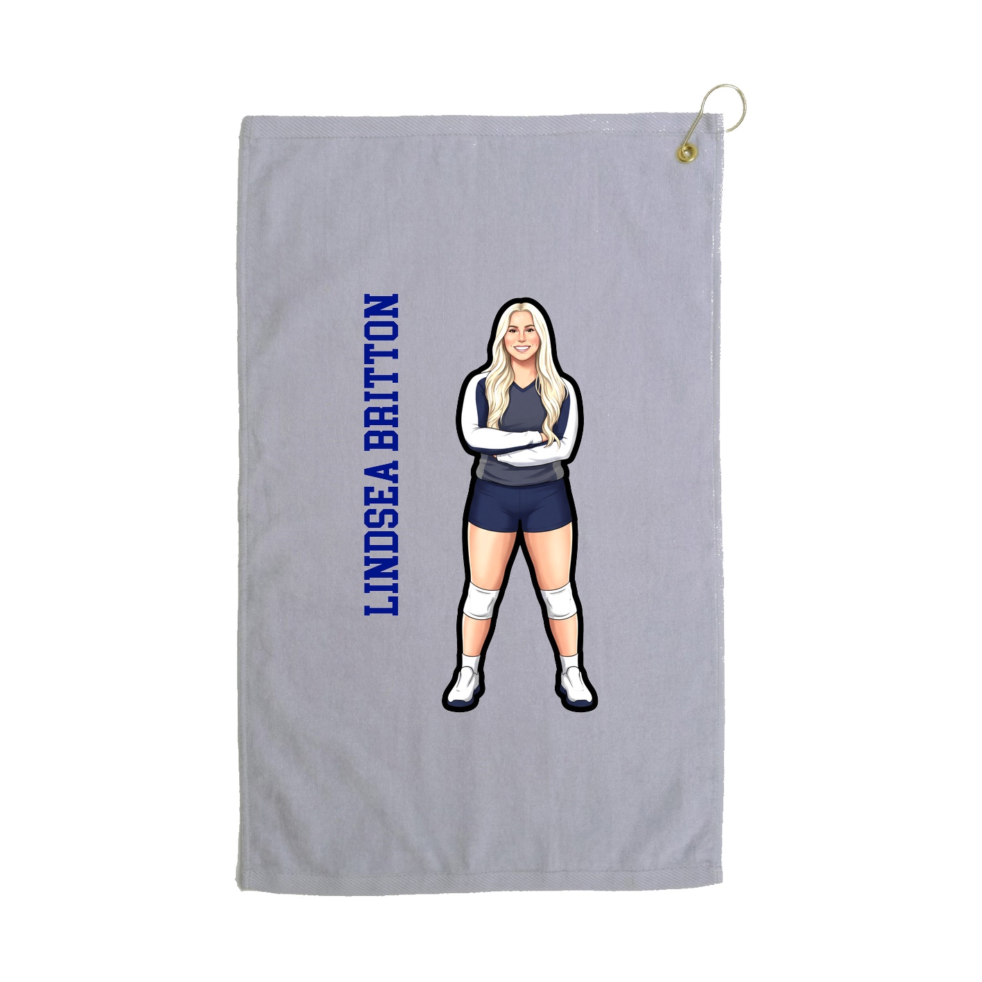 Golf Towel — Name Vertical in Grey